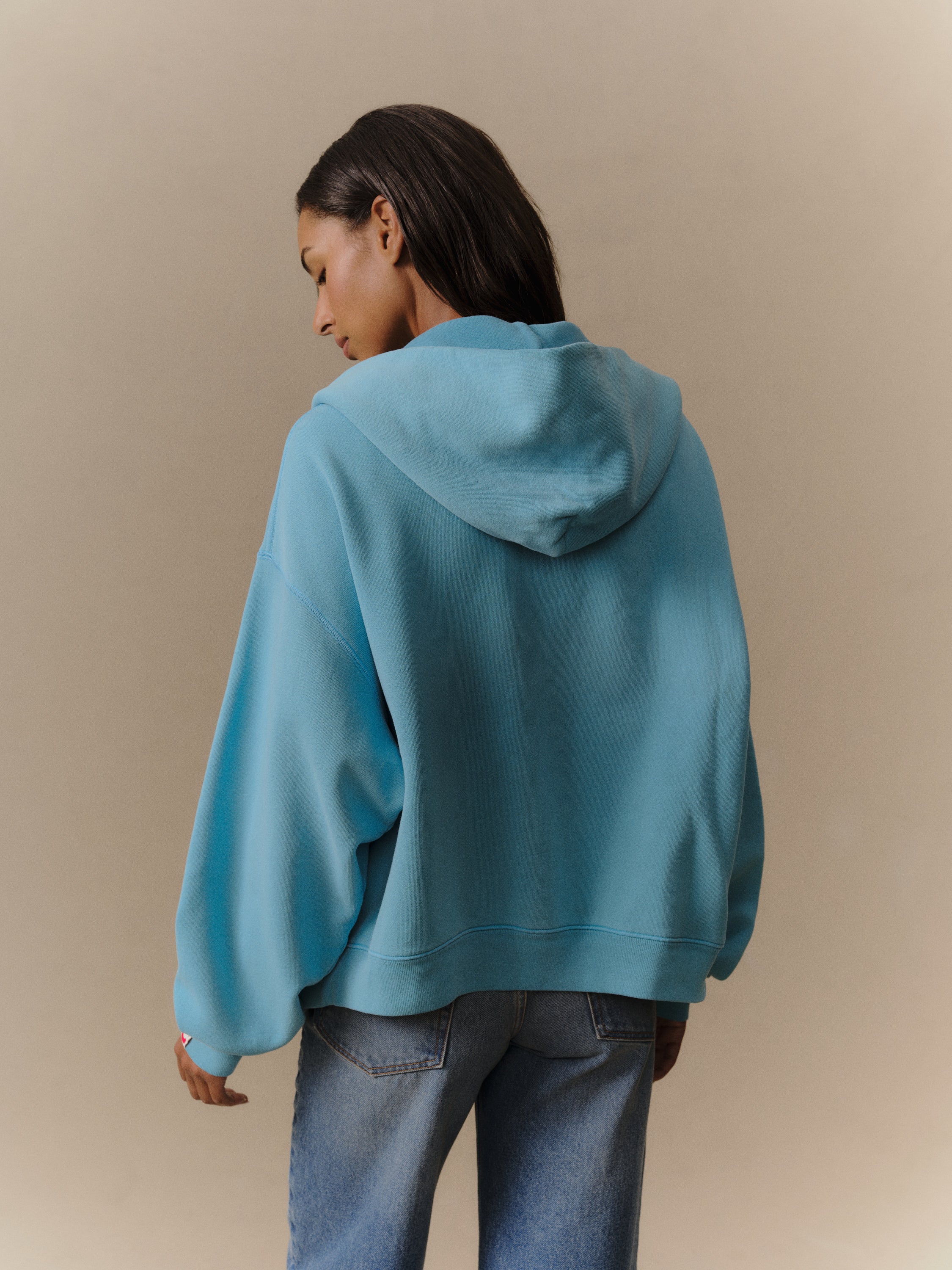 Western Athletic Zip Up Hoodie (Turquoise)