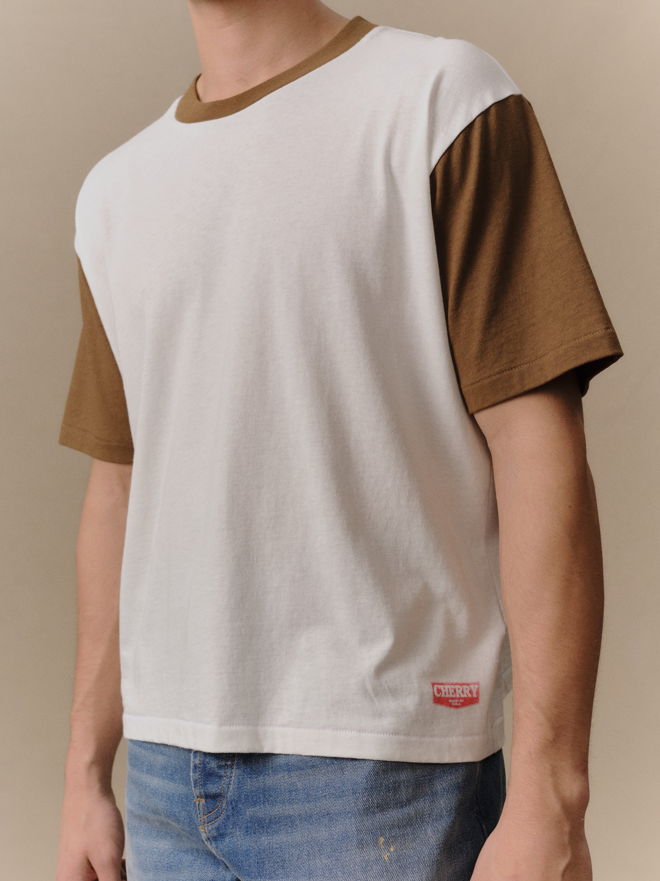 Safari Boxy Ringer Tee (Chocolate)