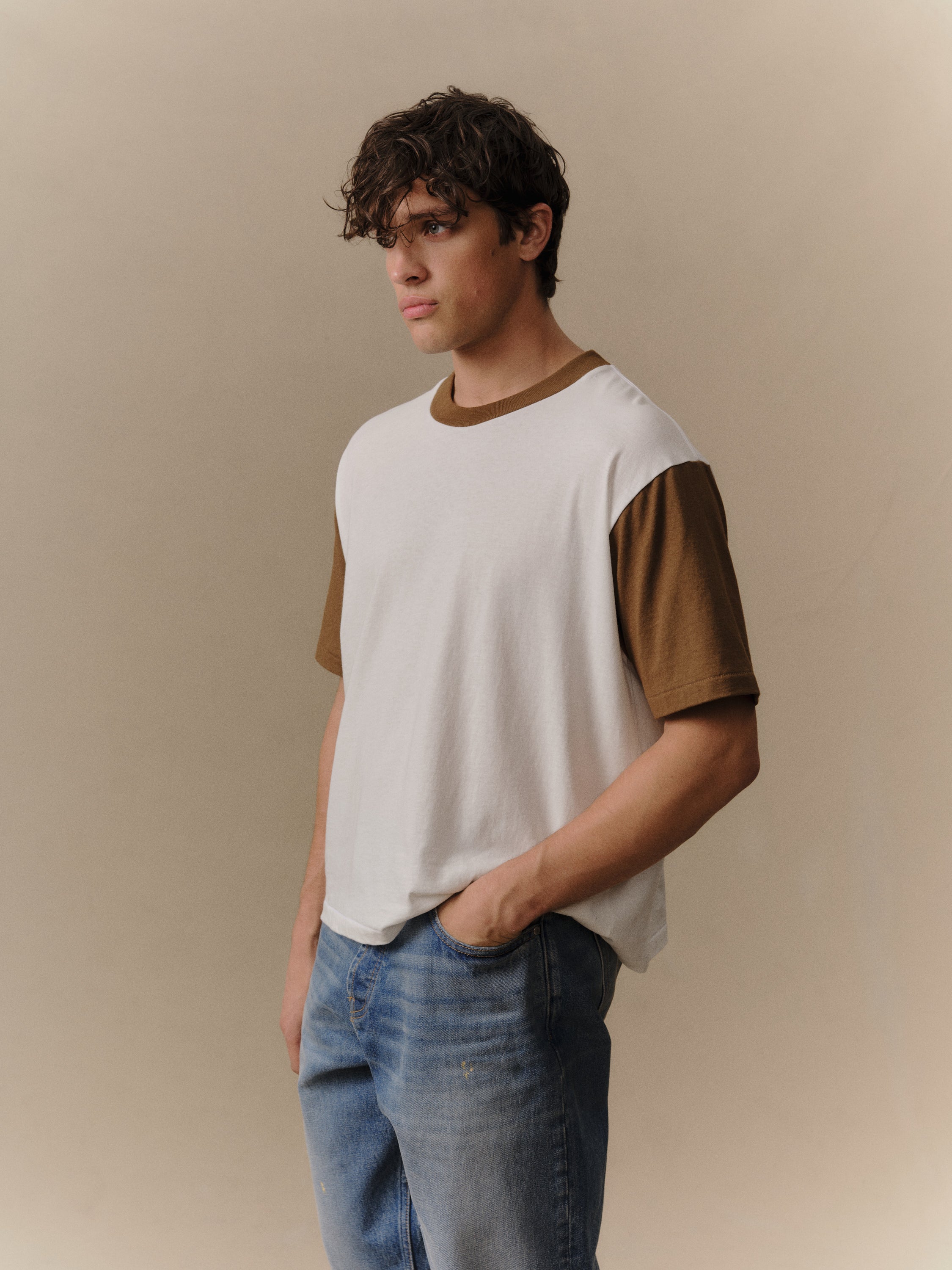 Safari Boxy Ringer Tee (Chocolate)