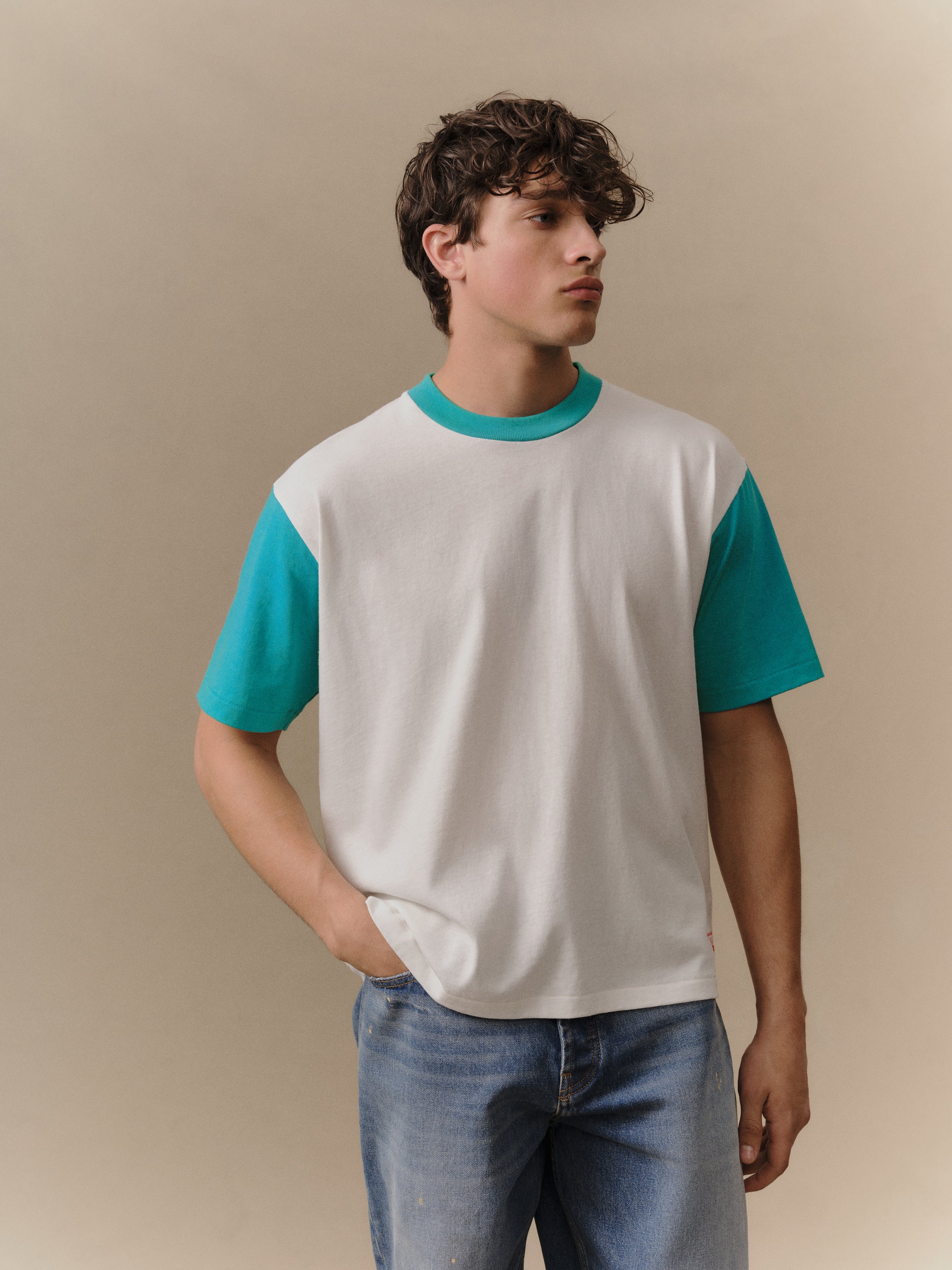 Safari Boxy Ringer Tee (Turquoise) – CHERRY LA
