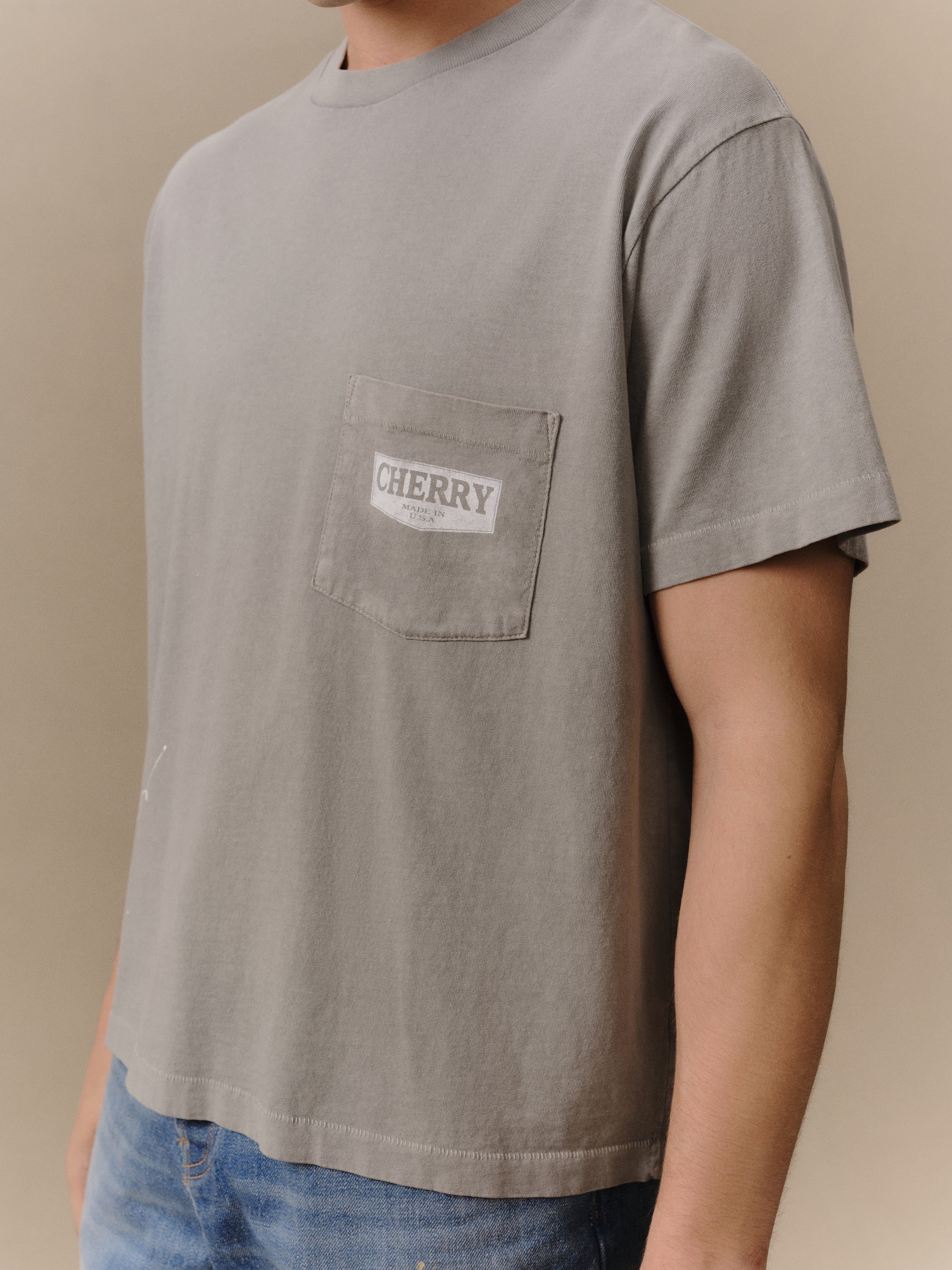 Chevron Boxy Pocket T-Shirt (Smoke)