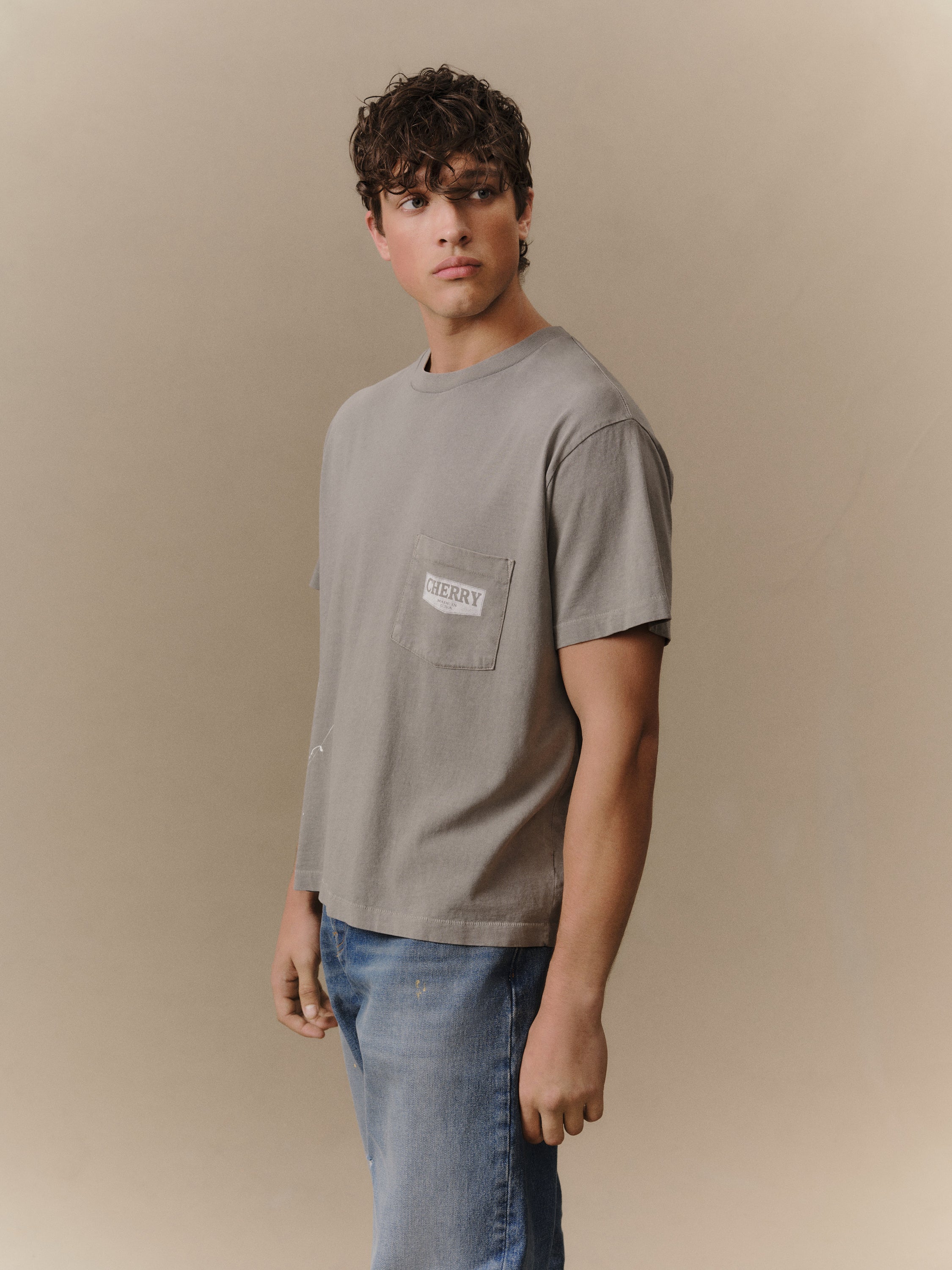 Chevron Boxy Pocket T-Shirt (Smoke)