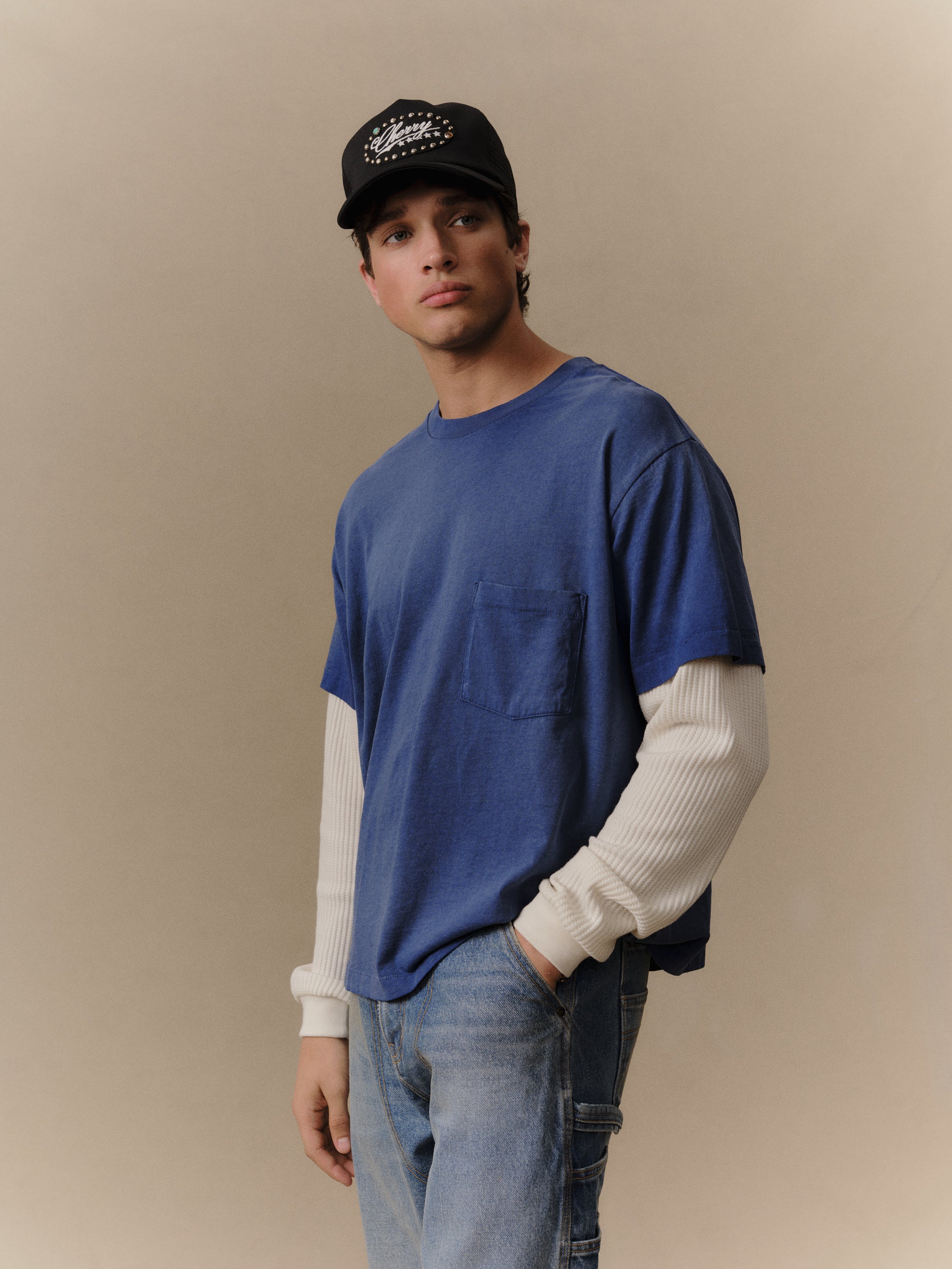 Santa Fe Layered Thermal T-Shirt (Faded Navy)