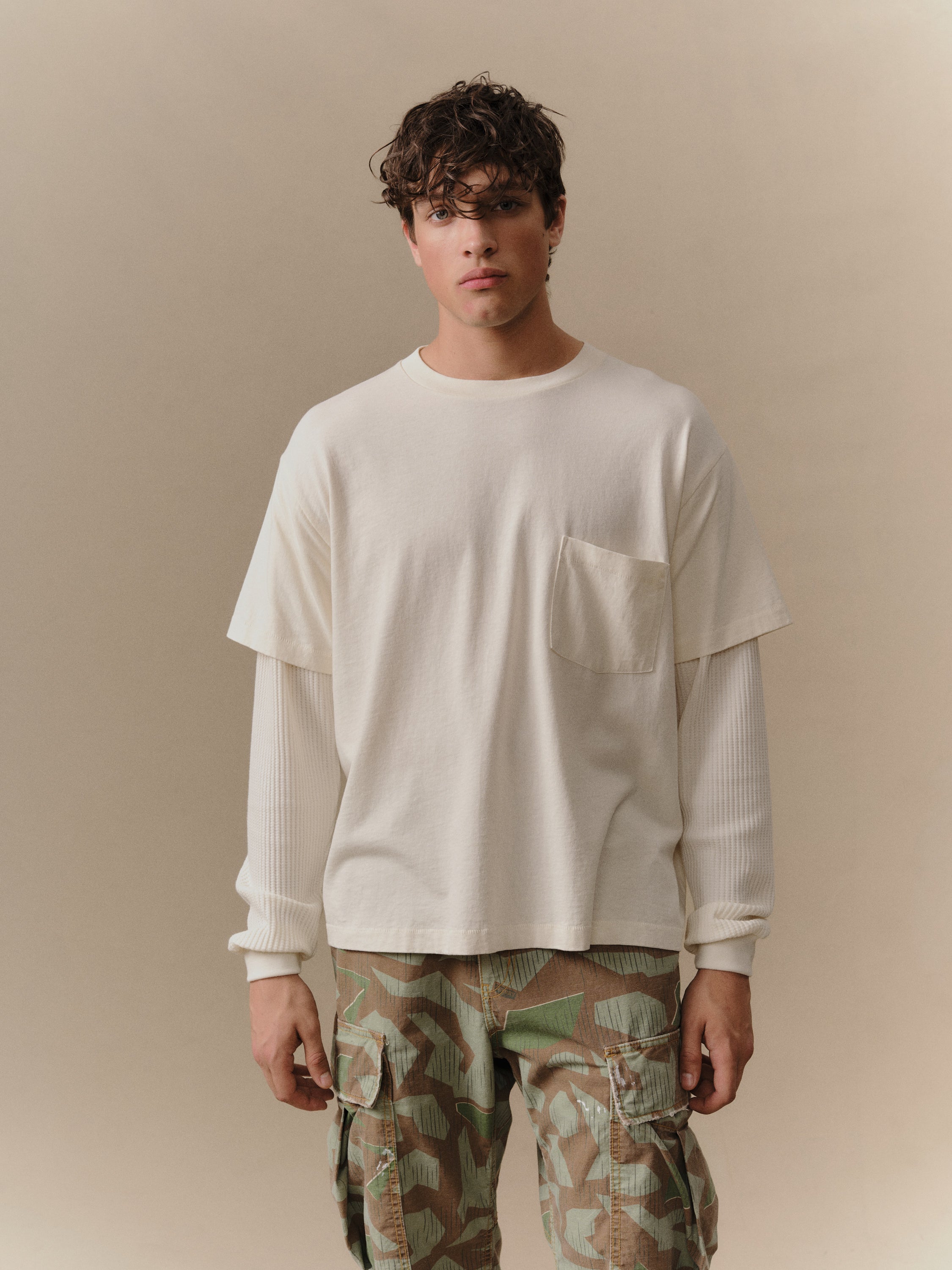 Santa Fe Layered Thermal T-Shirt (Cream) – CHERRY LA
