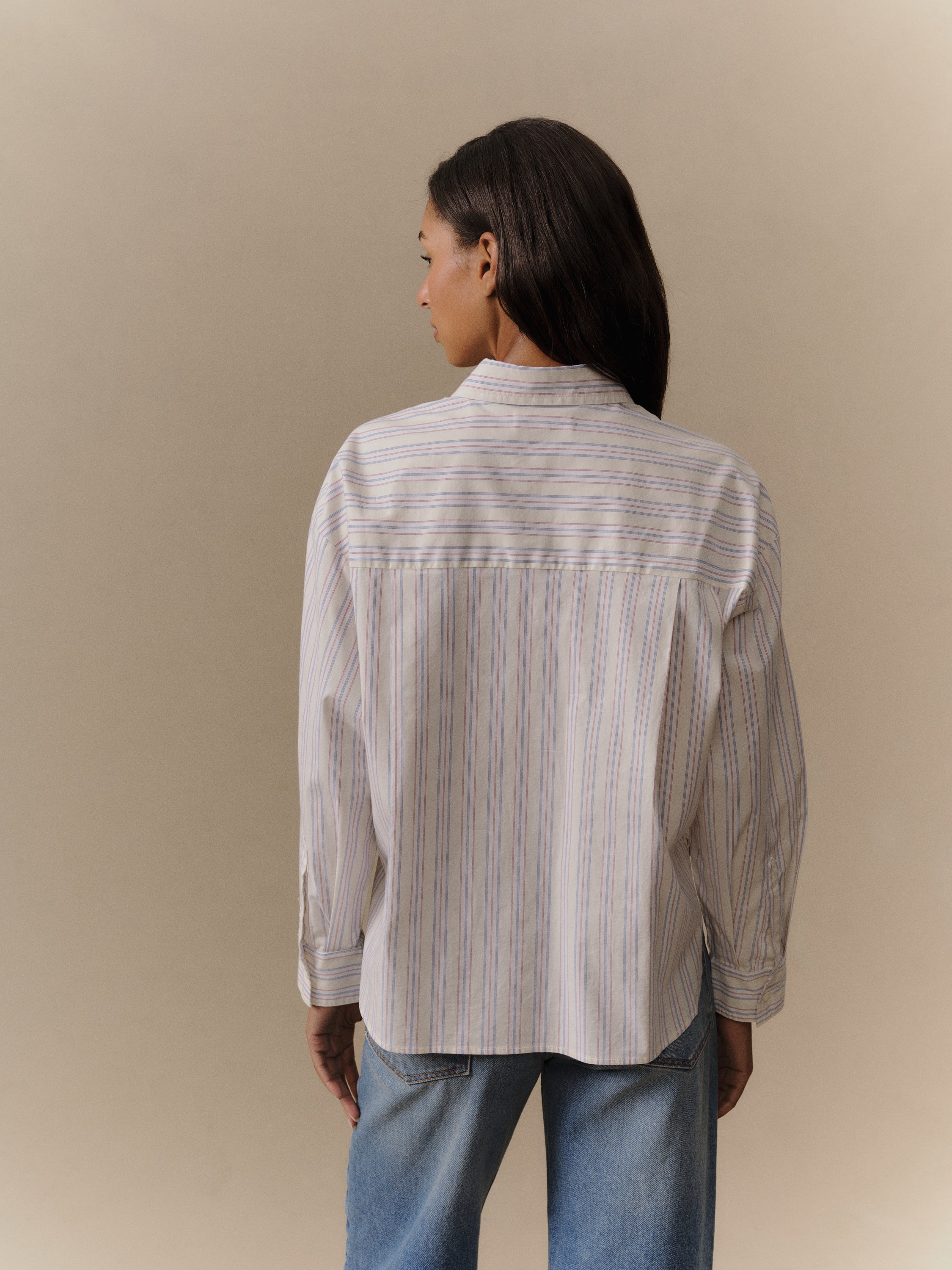 Women's Boxy Stripe Button Up