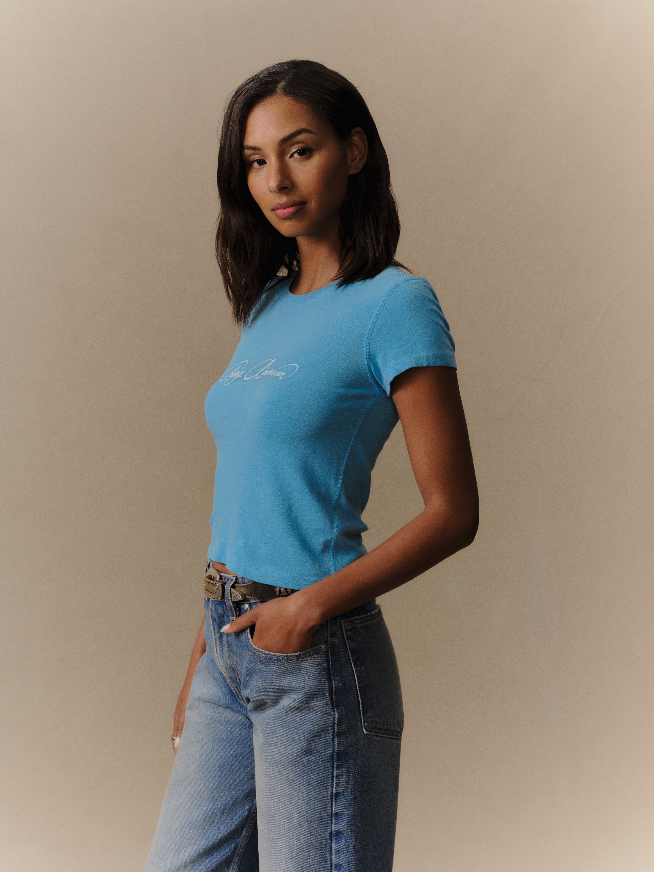 Cherry American Baby Tee (Turquoise)