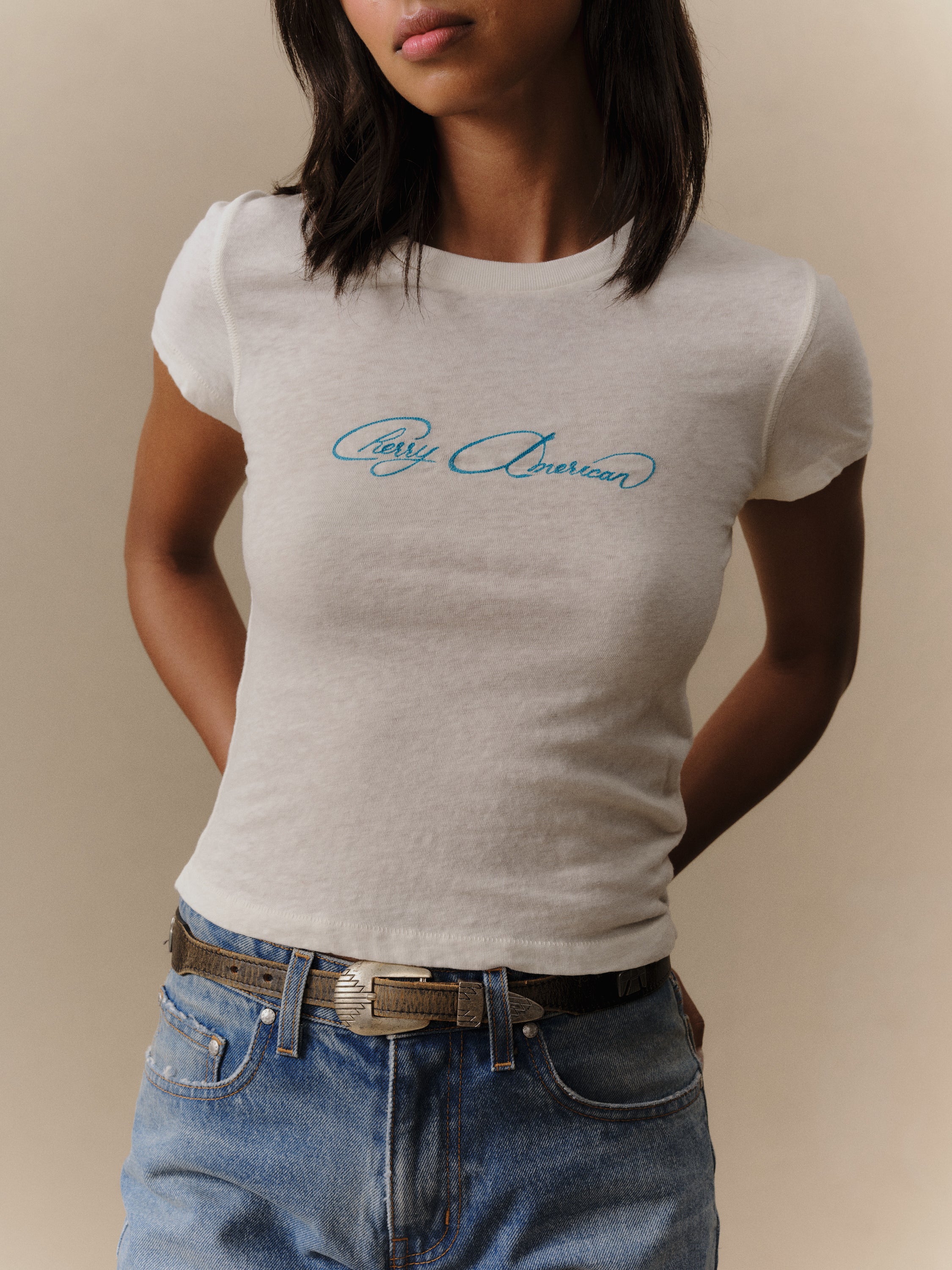 Cherry American Baby Tee (Vintage White)