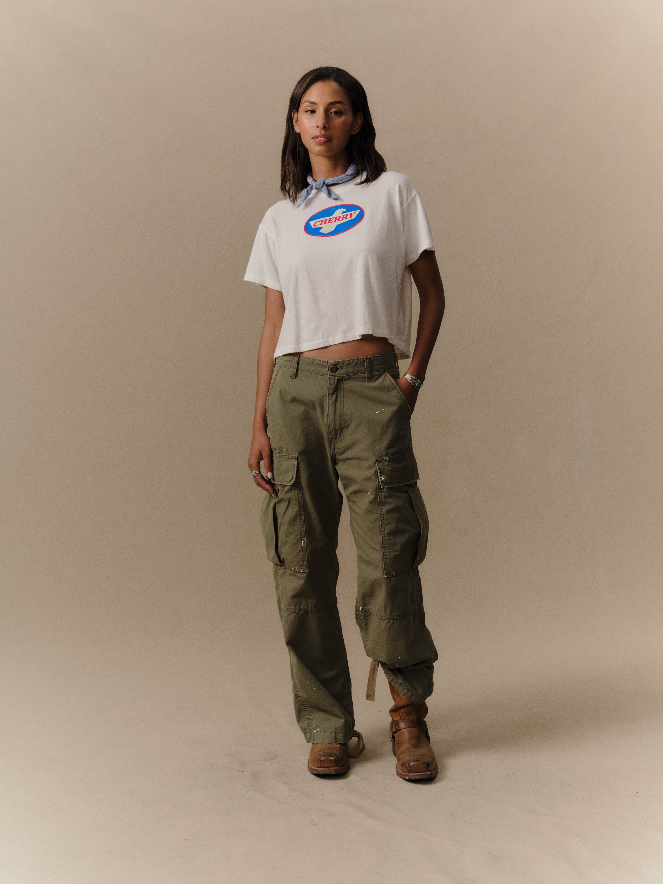 Wings Boxy Baby Tee (Vintage White)