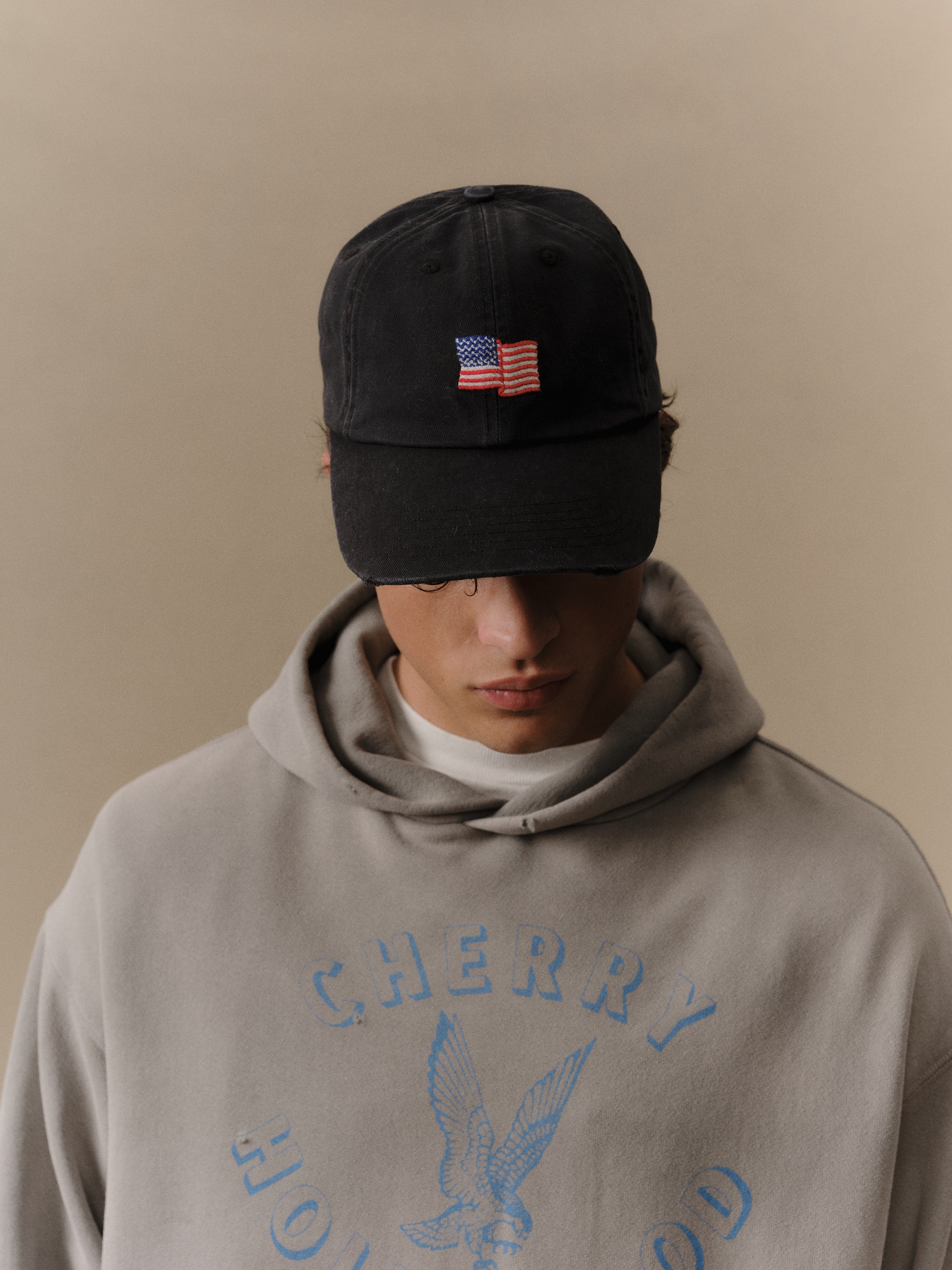 Mini Flag 6 Panel Hat (Black)