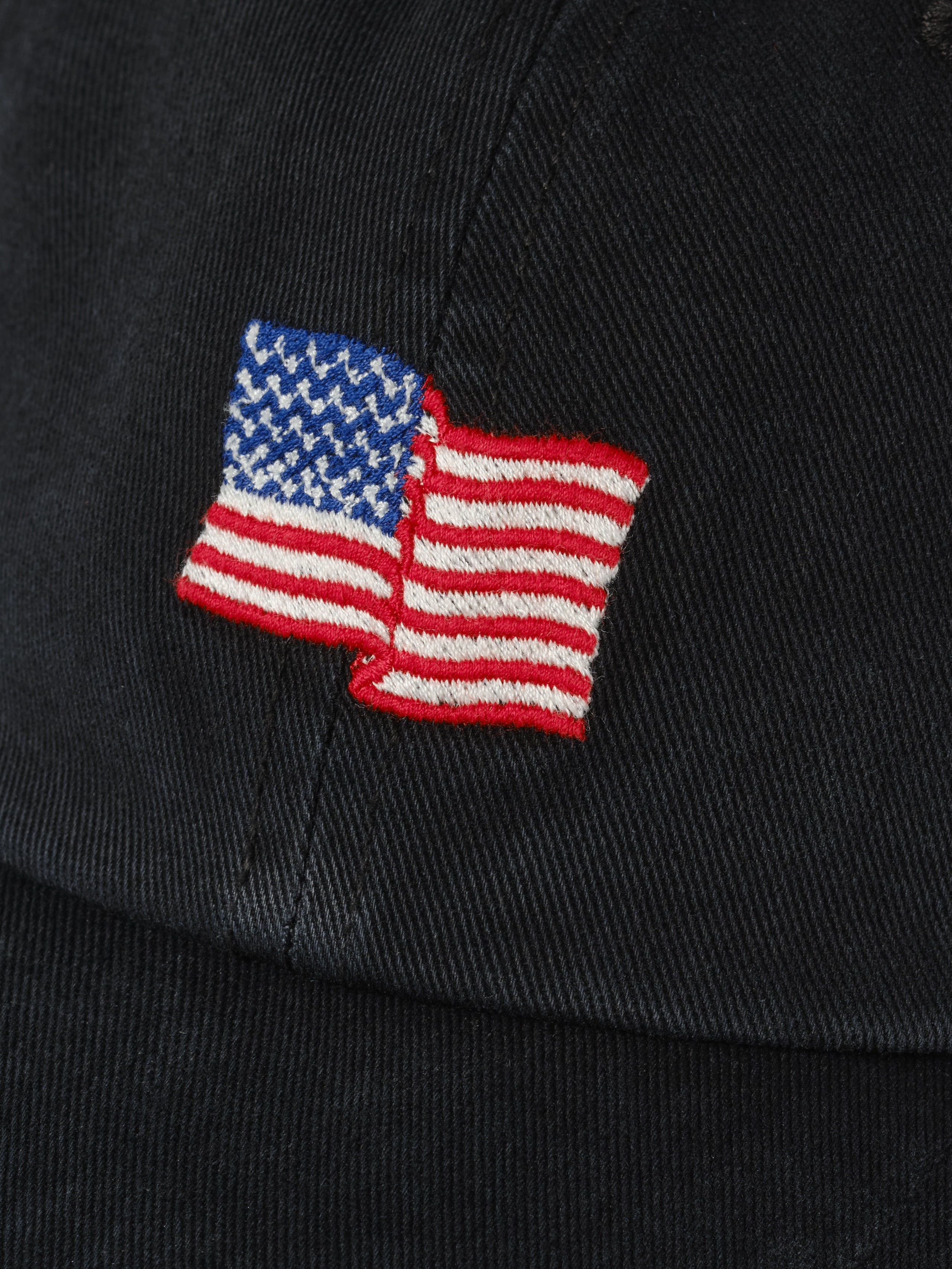 Mini Flag 6 Panel Hat (Black)