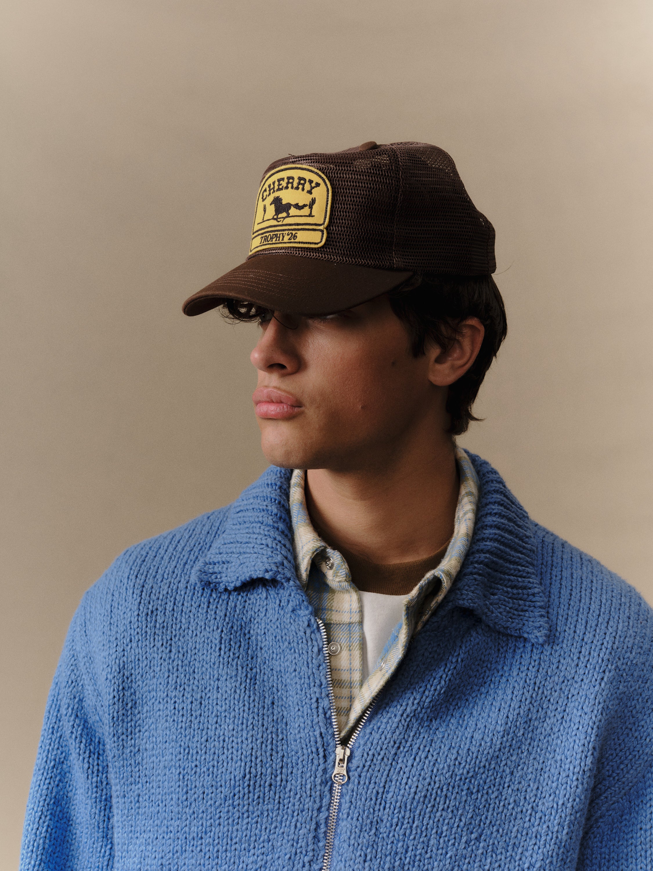Mesh 5 Panel Trucker (Brown)