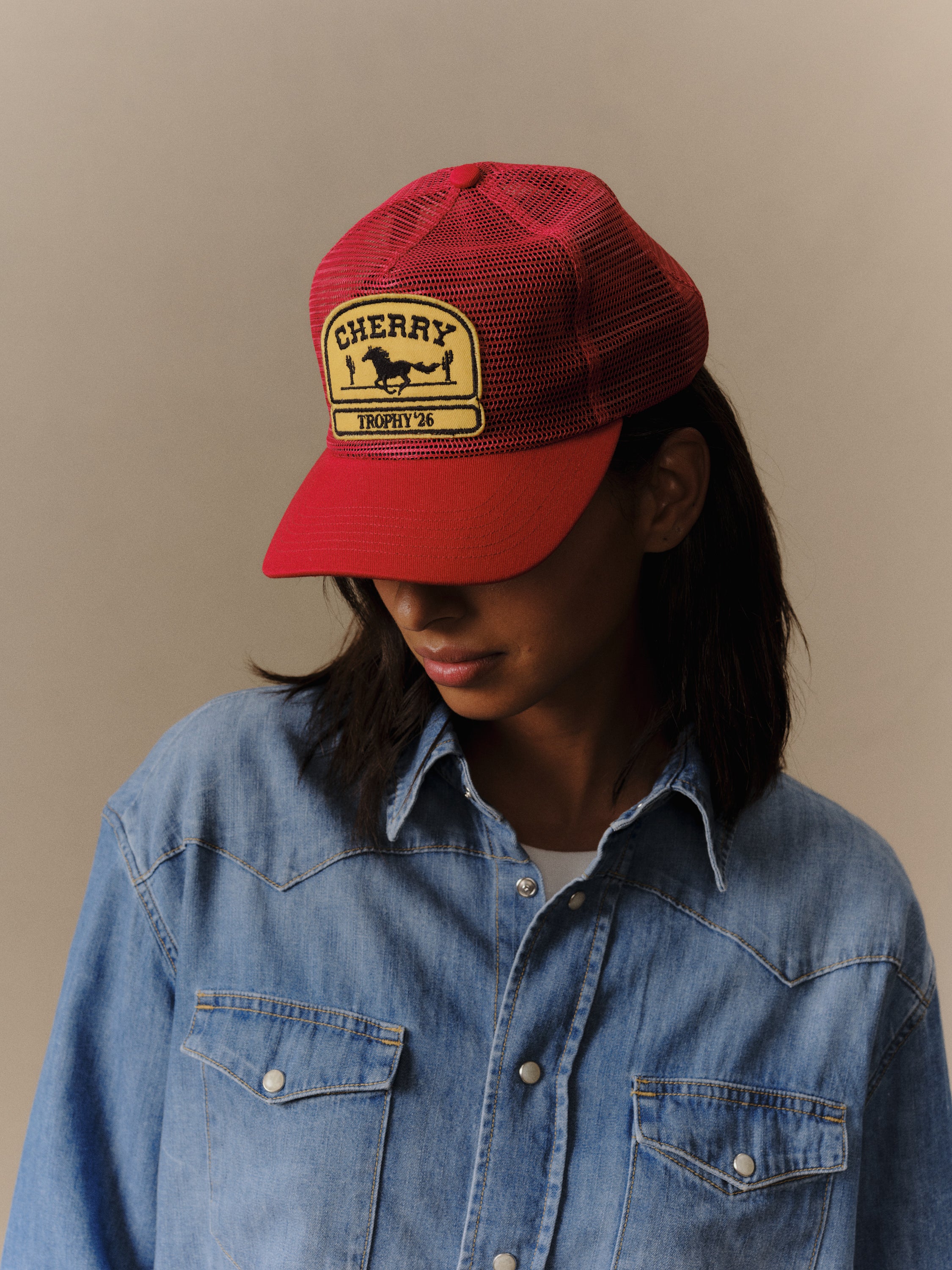 Mesh 5 Panel Trucker (Red)