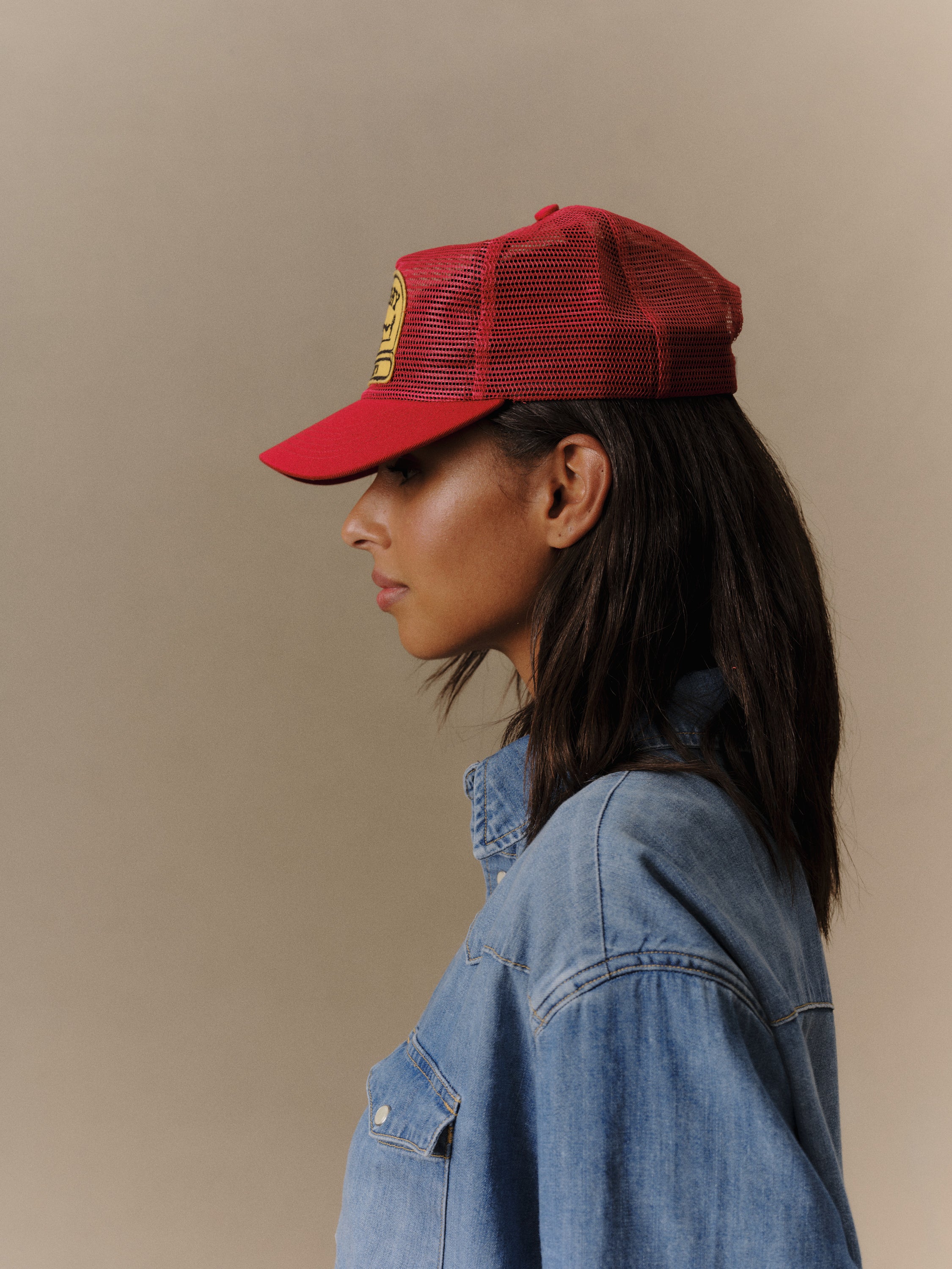 Mesh 5 Panel Trucker (Red)