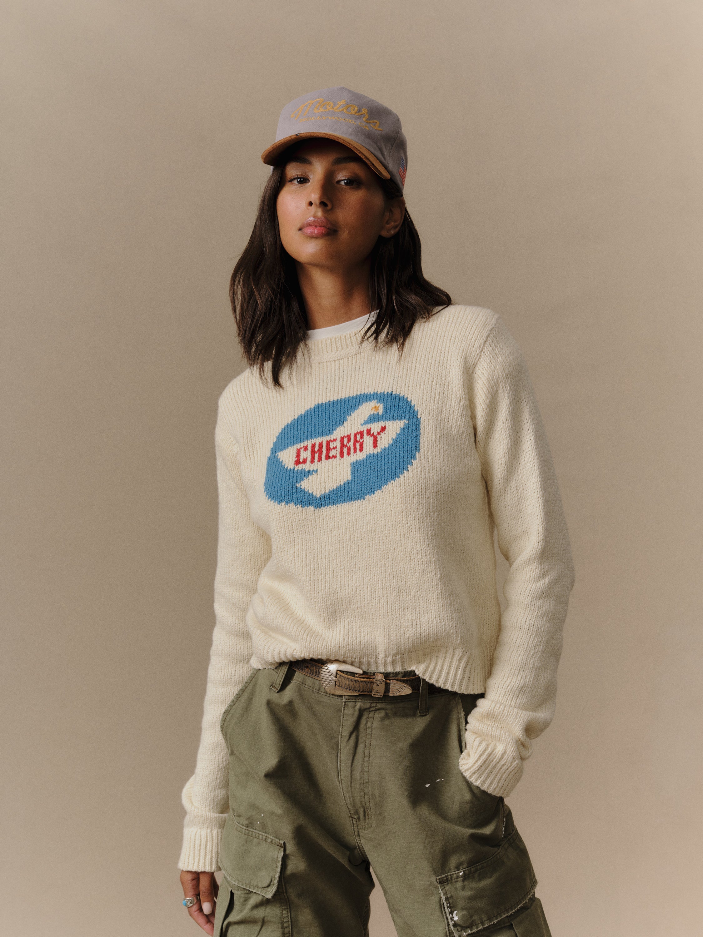 Women's Knit Wings Crew (Cream)