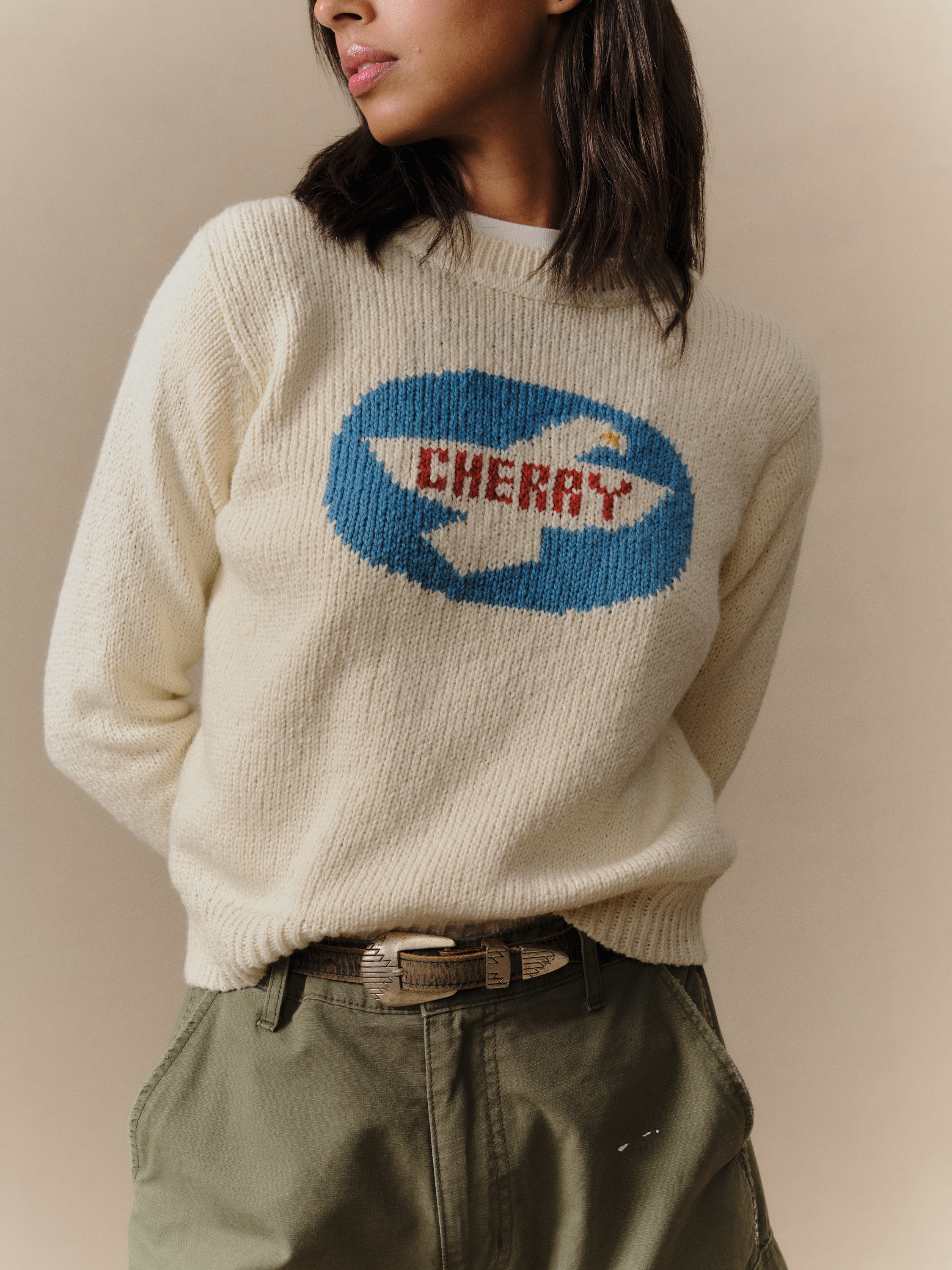 Women's Knit Wings Crew (Cream)