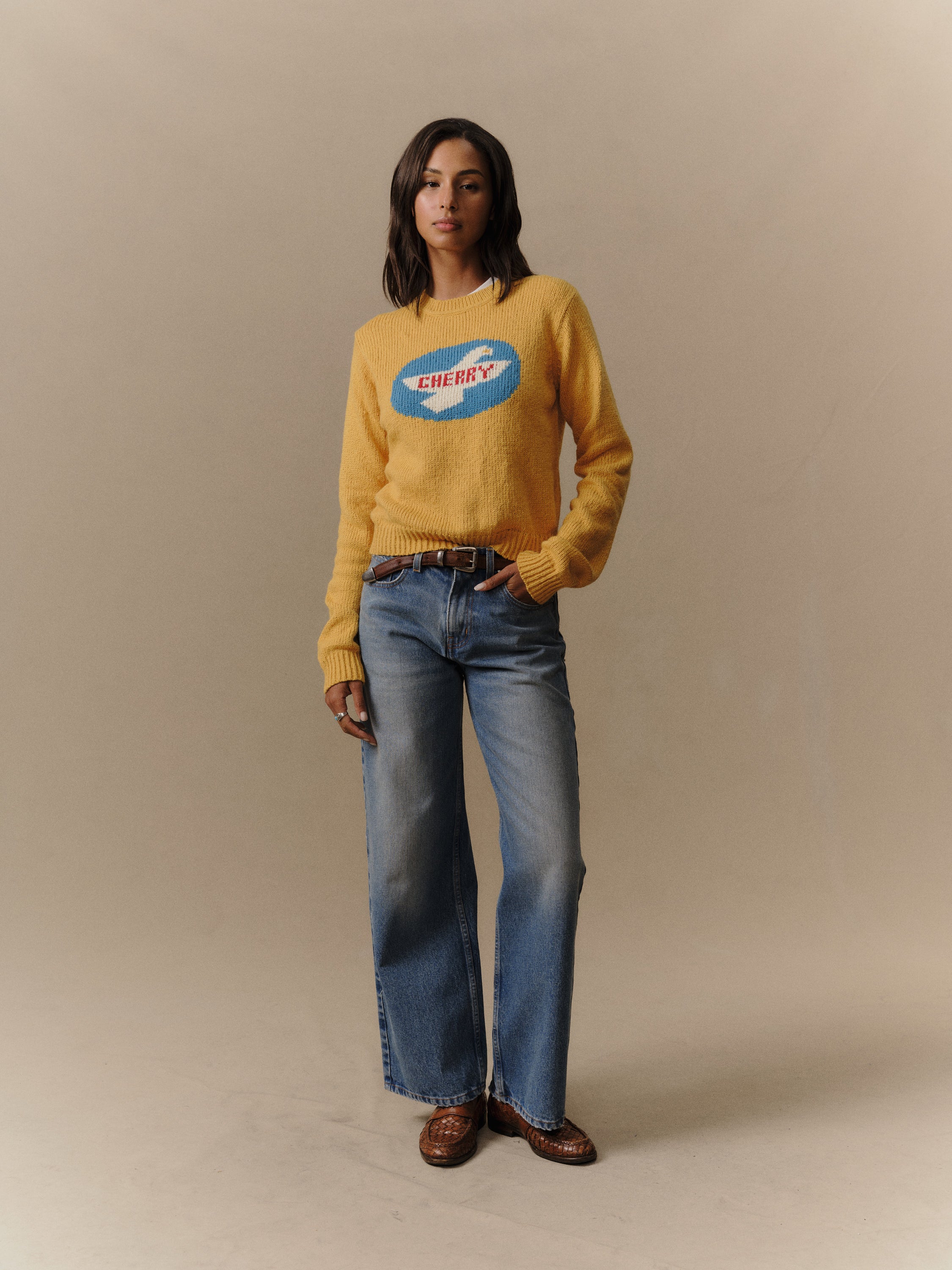Women's Knit Wings Crew (Sun Yellow)