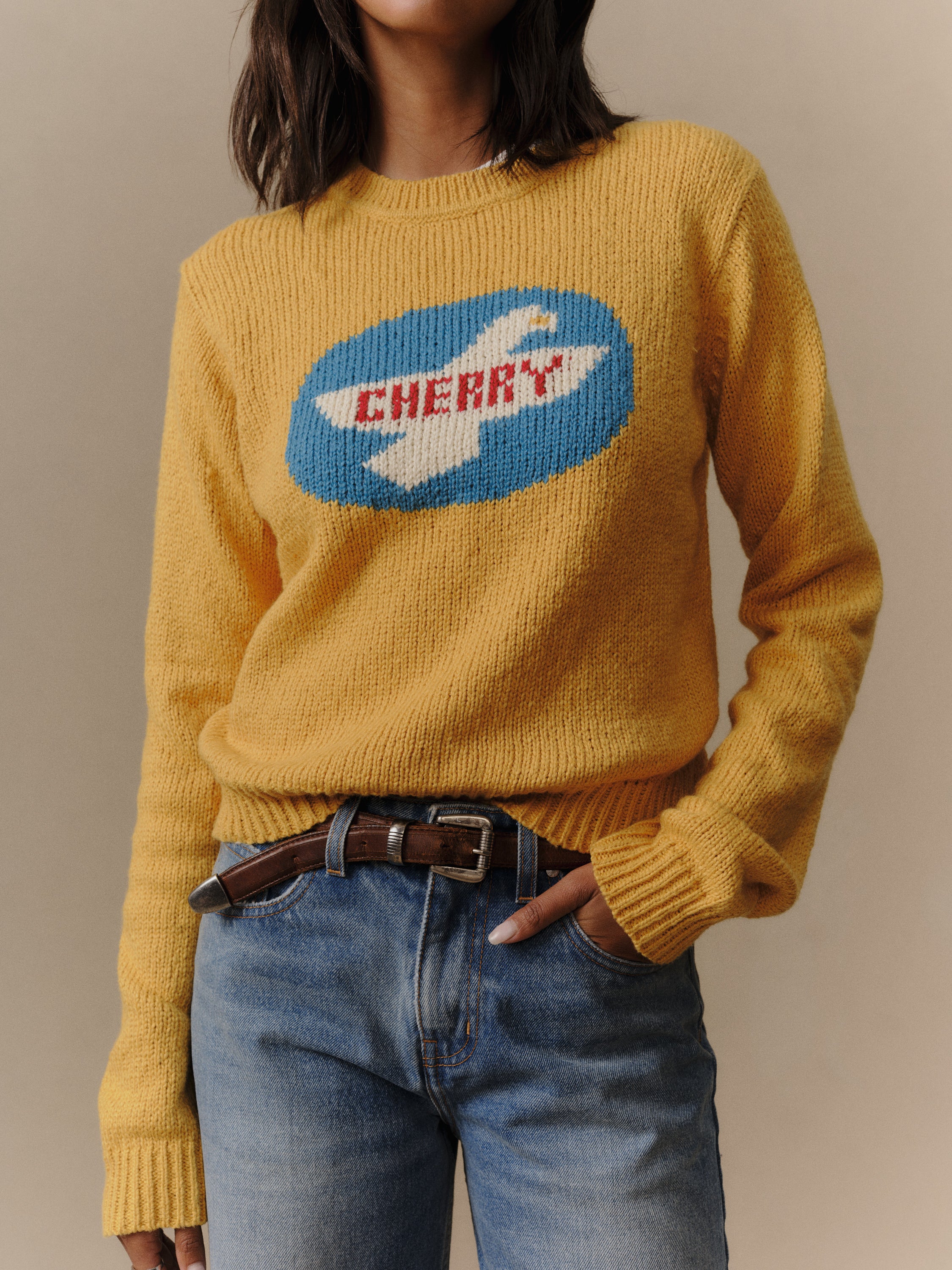 Women's Knit Wings Crew (Sun Yellow)