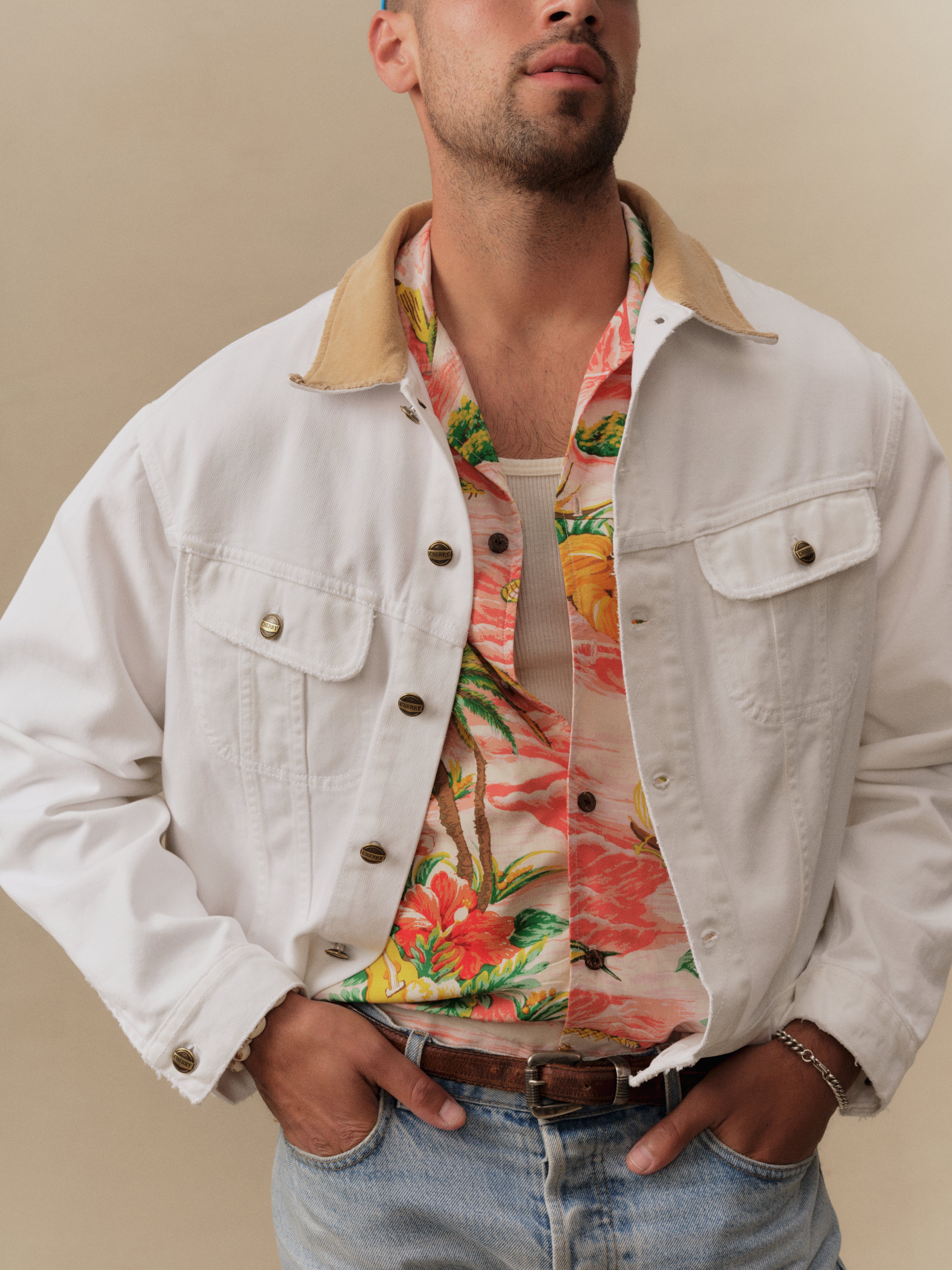 Denim Trucker Jacket (Vintage White)