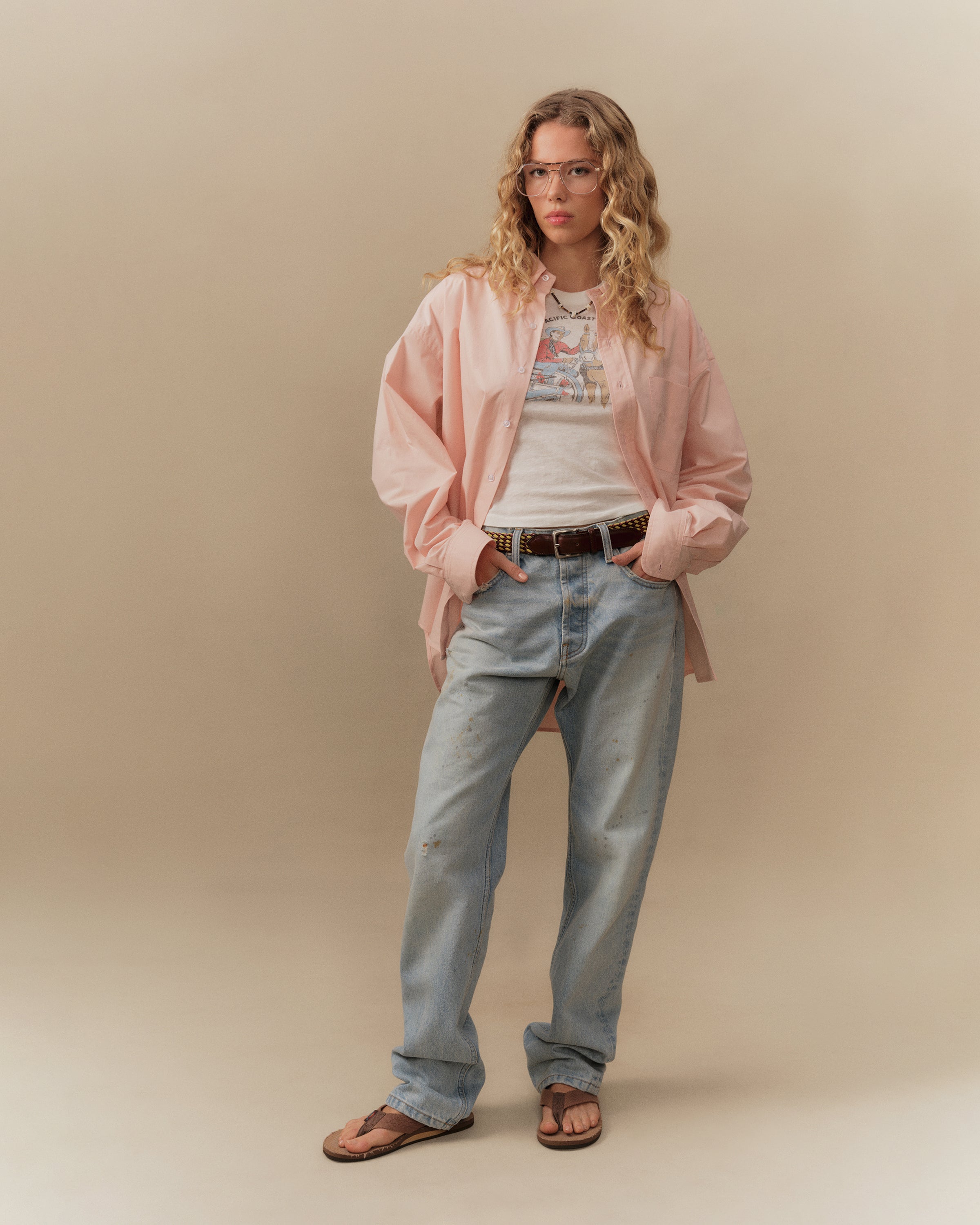 Wide Leg 5 Pocket Jeans (Light Wash)