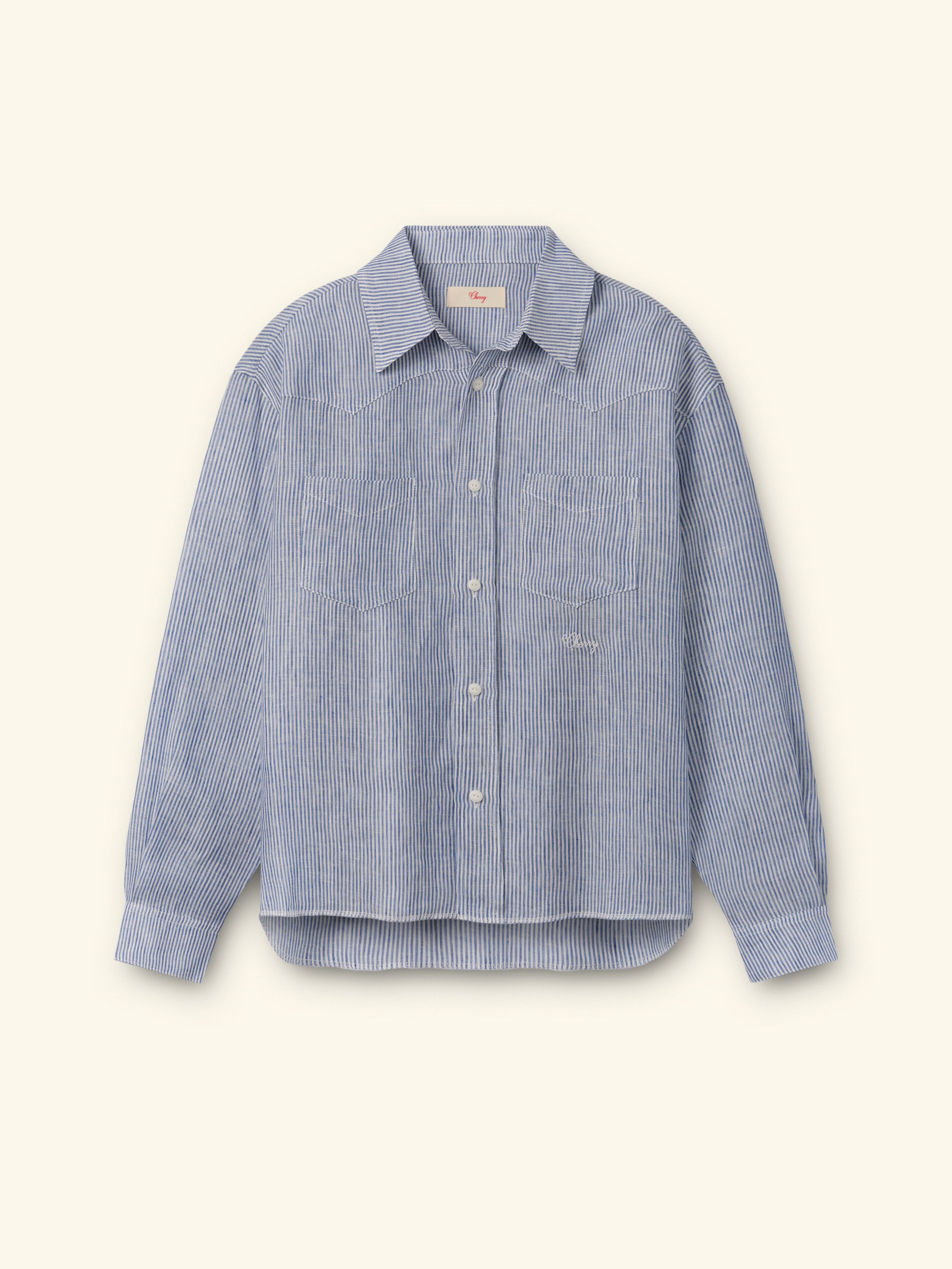 Linen Western Shirt (Blue)