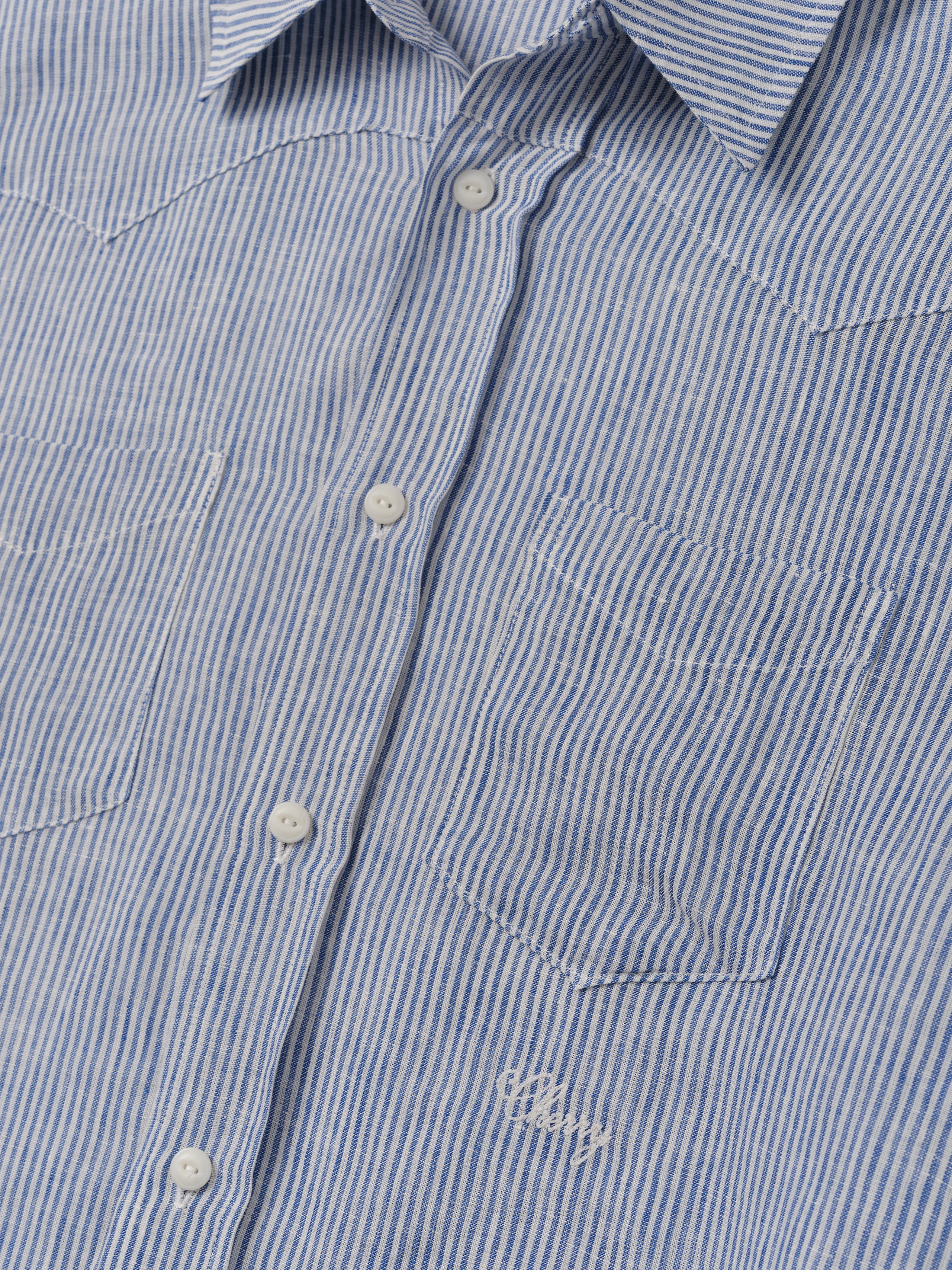 Linen Western Shirt (Blue)