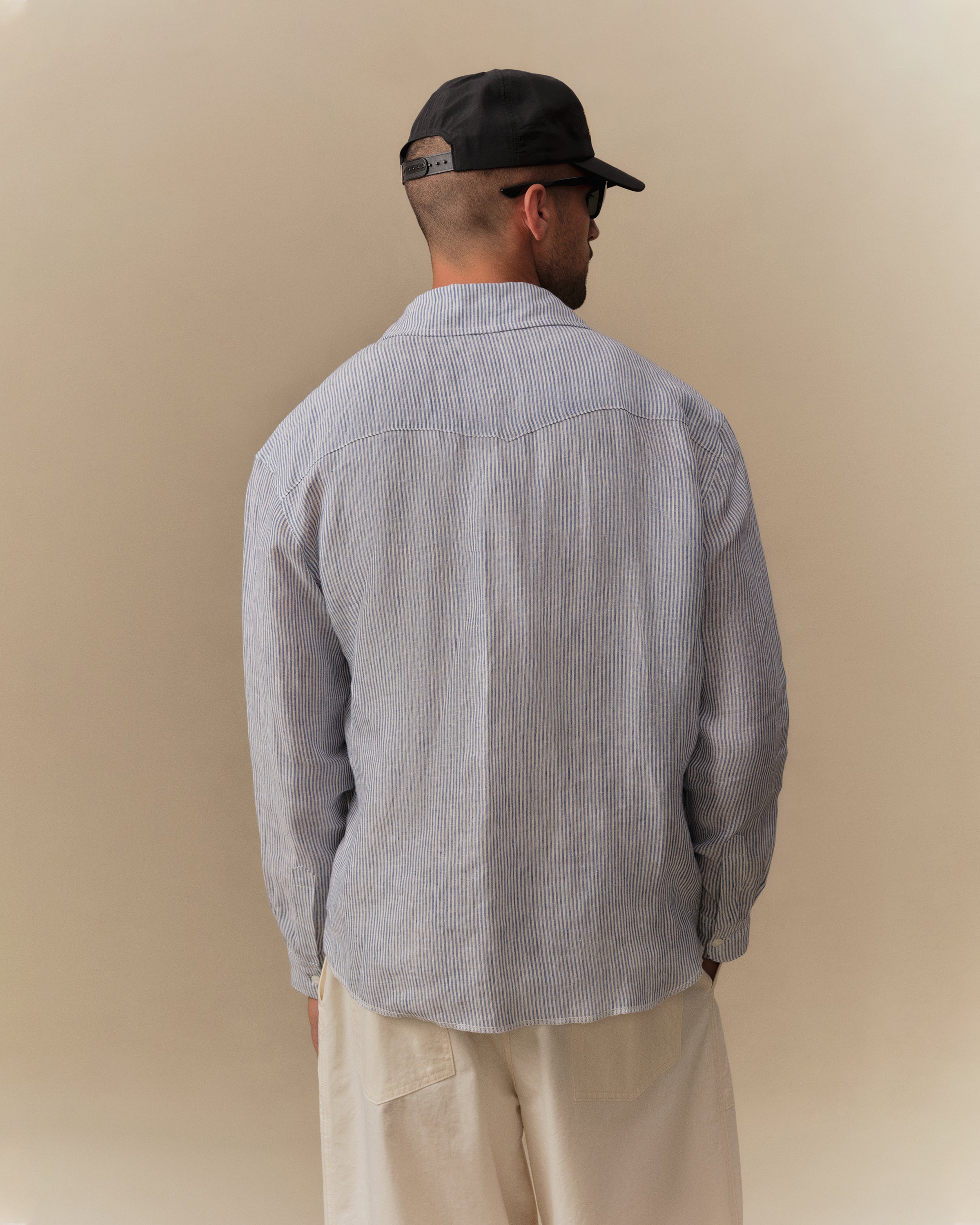 Linen Western Shirt (Blue)