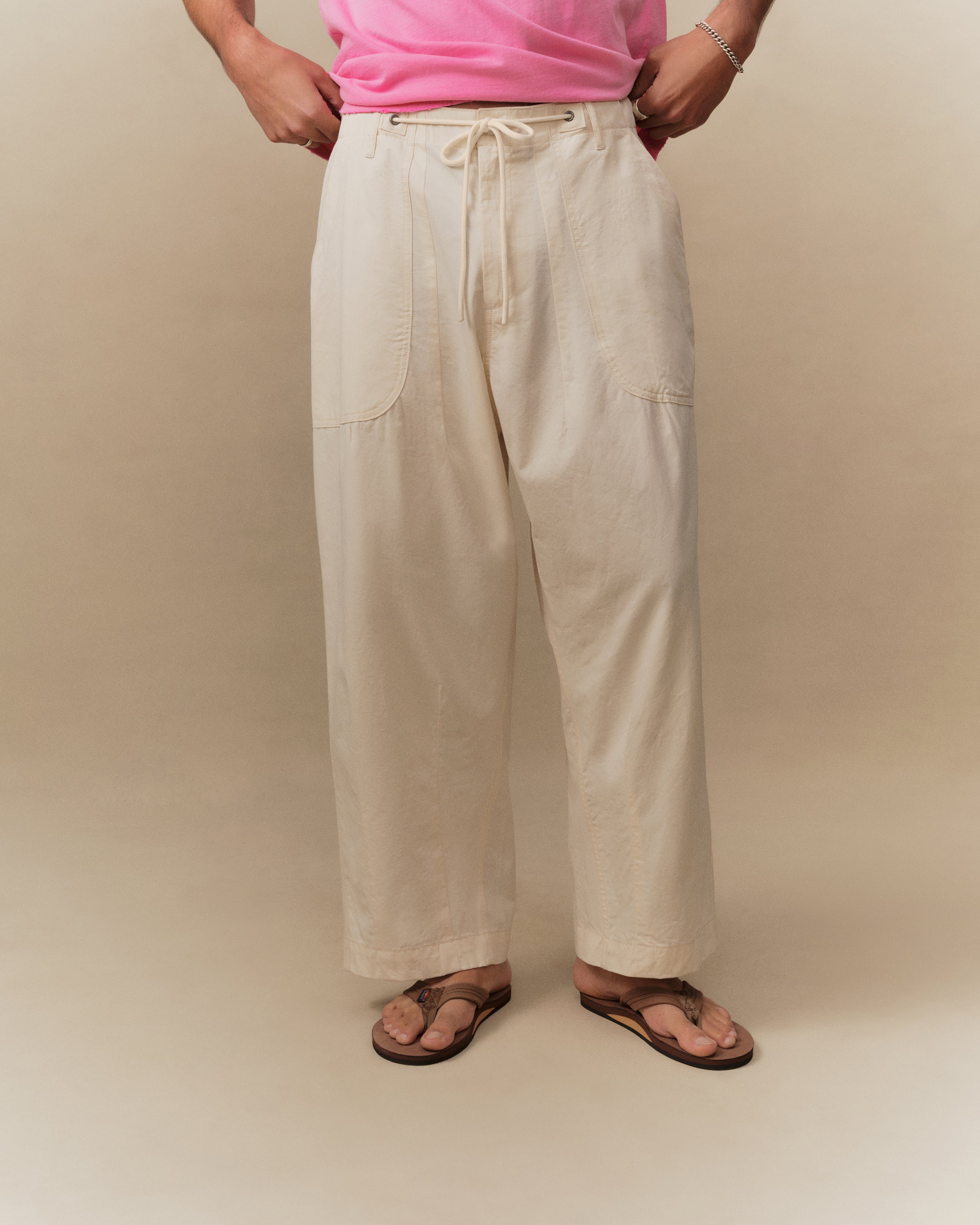 Twill Parachute Pants (Ivory)