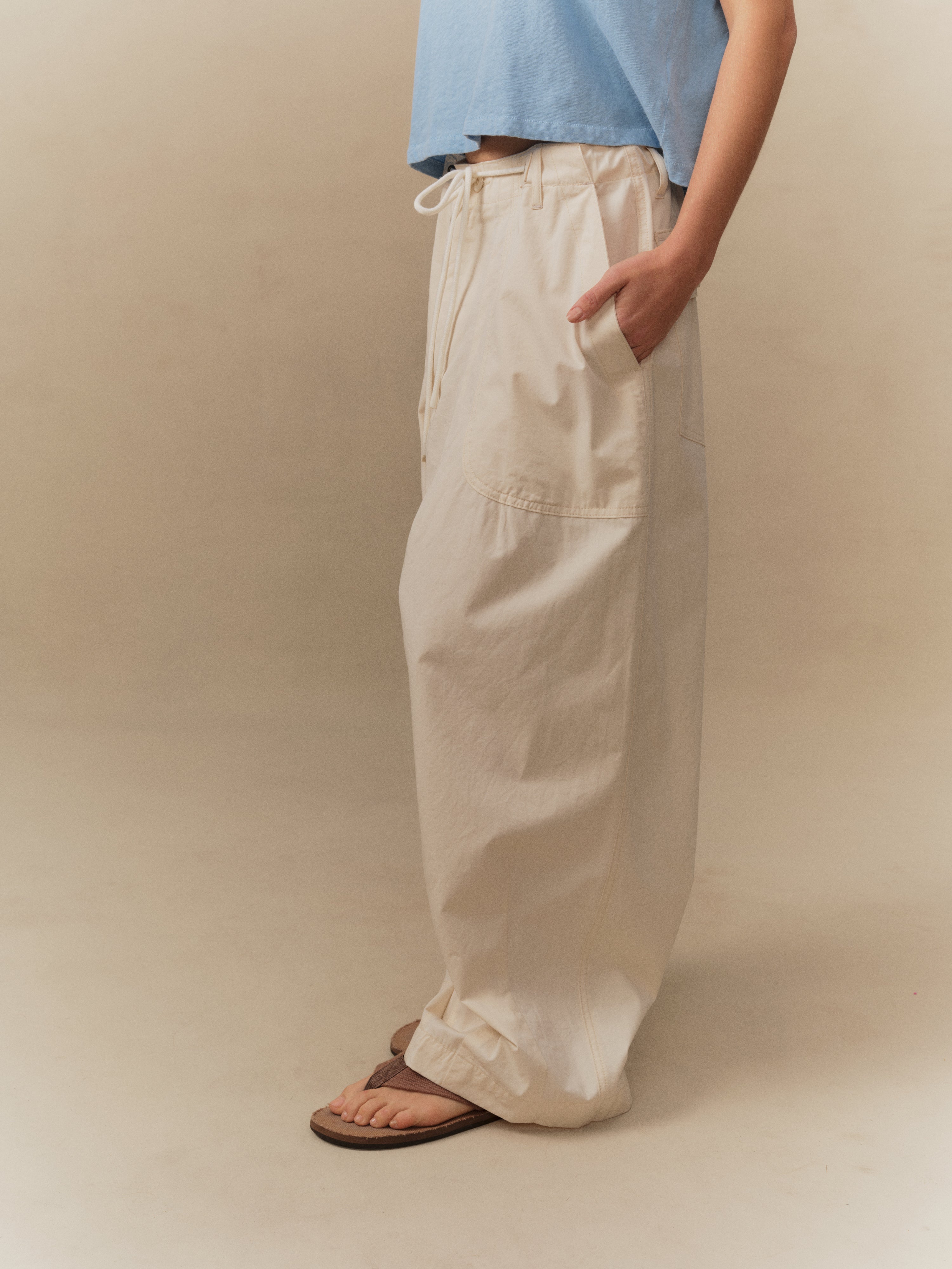 Twill Parachute Pants (Ivory) – CHERRY LA