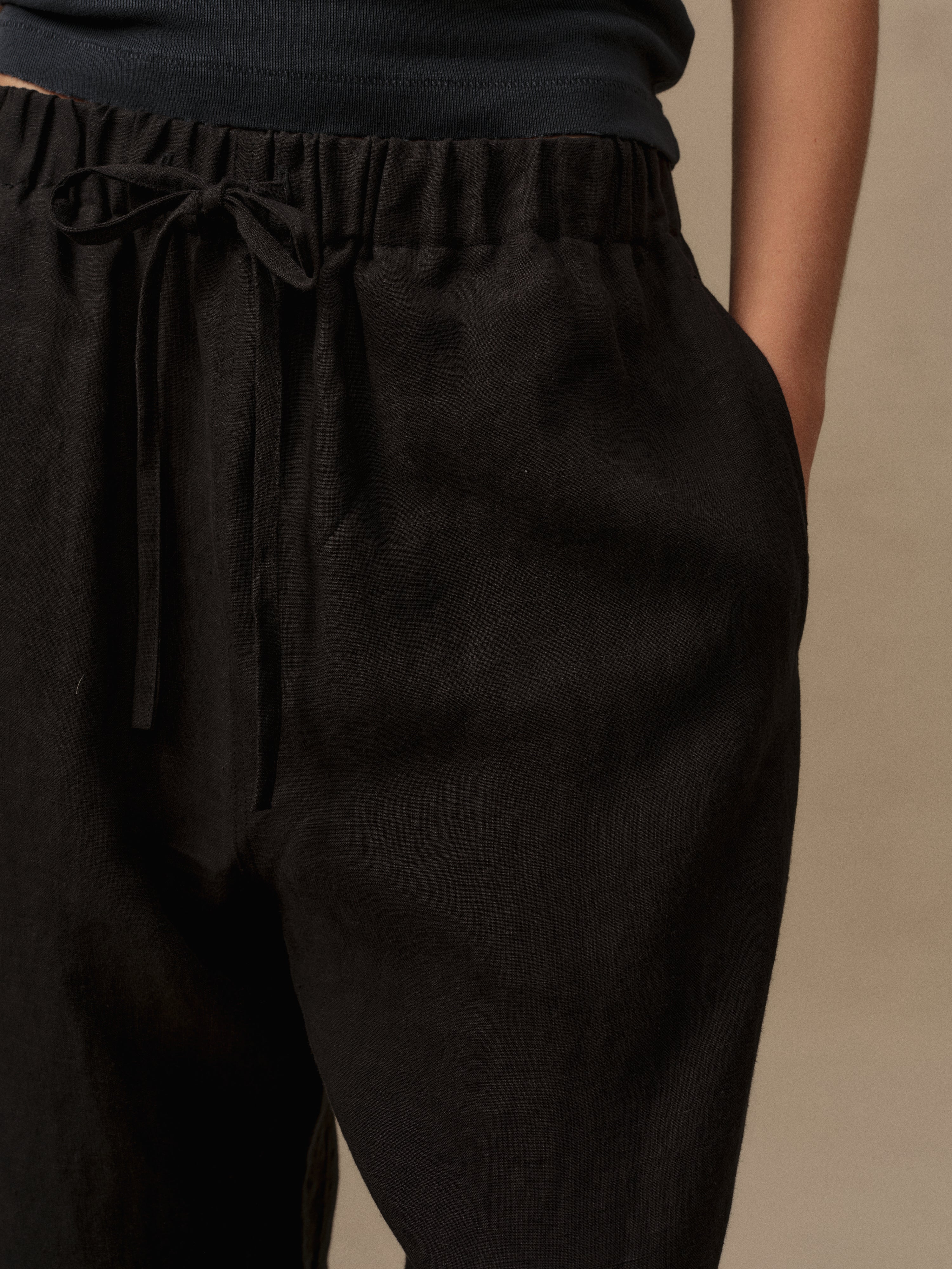 Linen Beach Pants (Black)