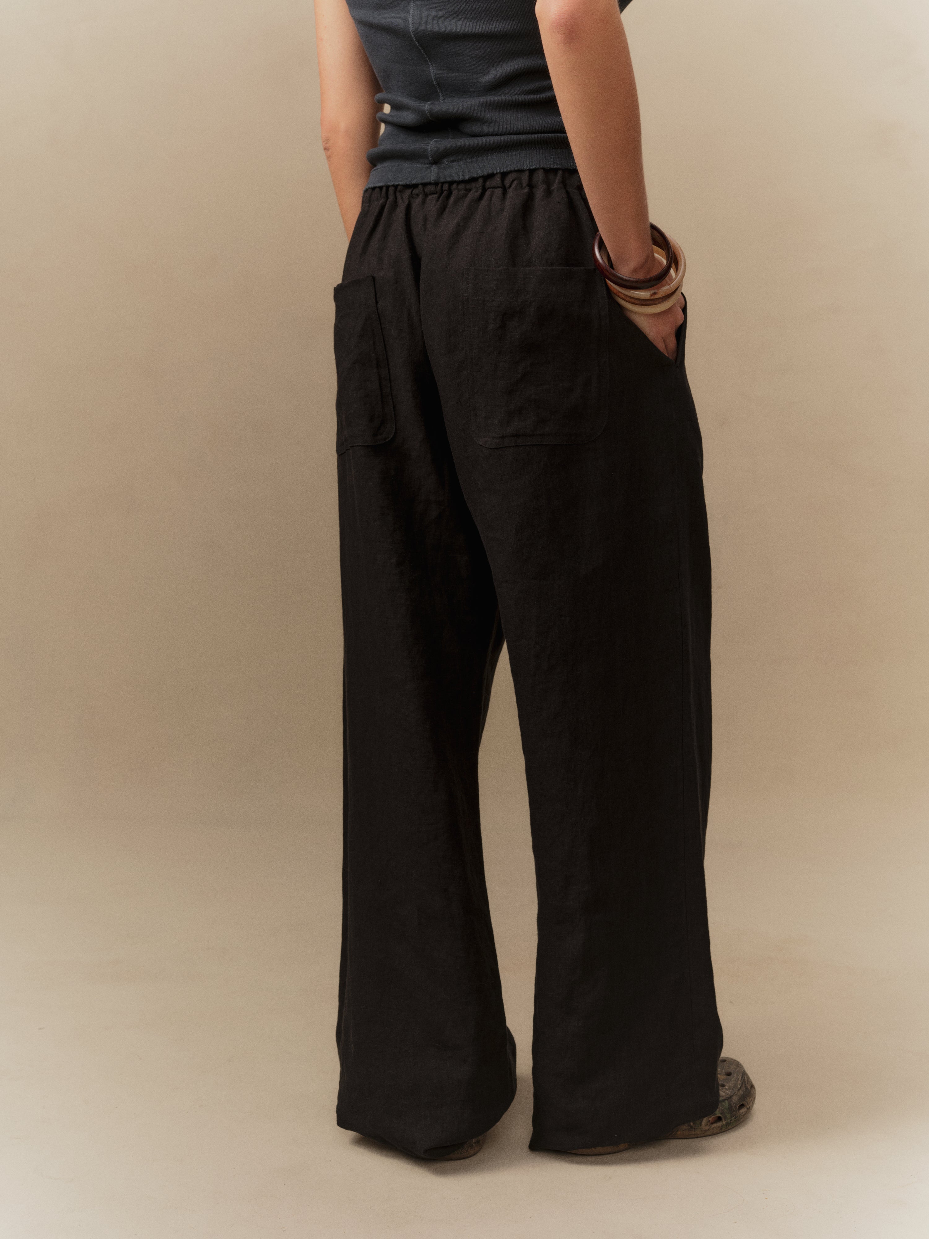 Linen Beach Pants (Black)