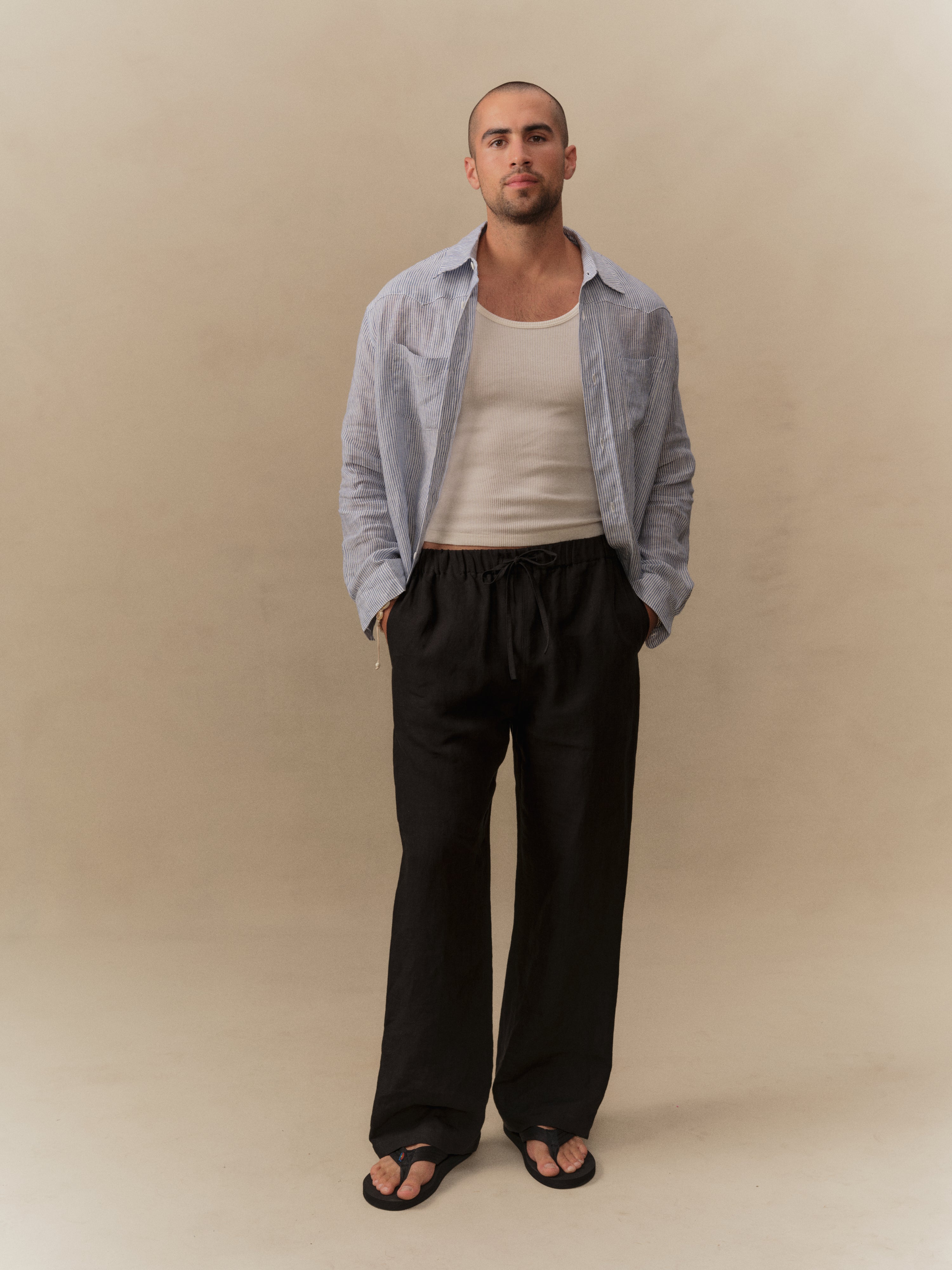 Linen Beach Pants (Black)