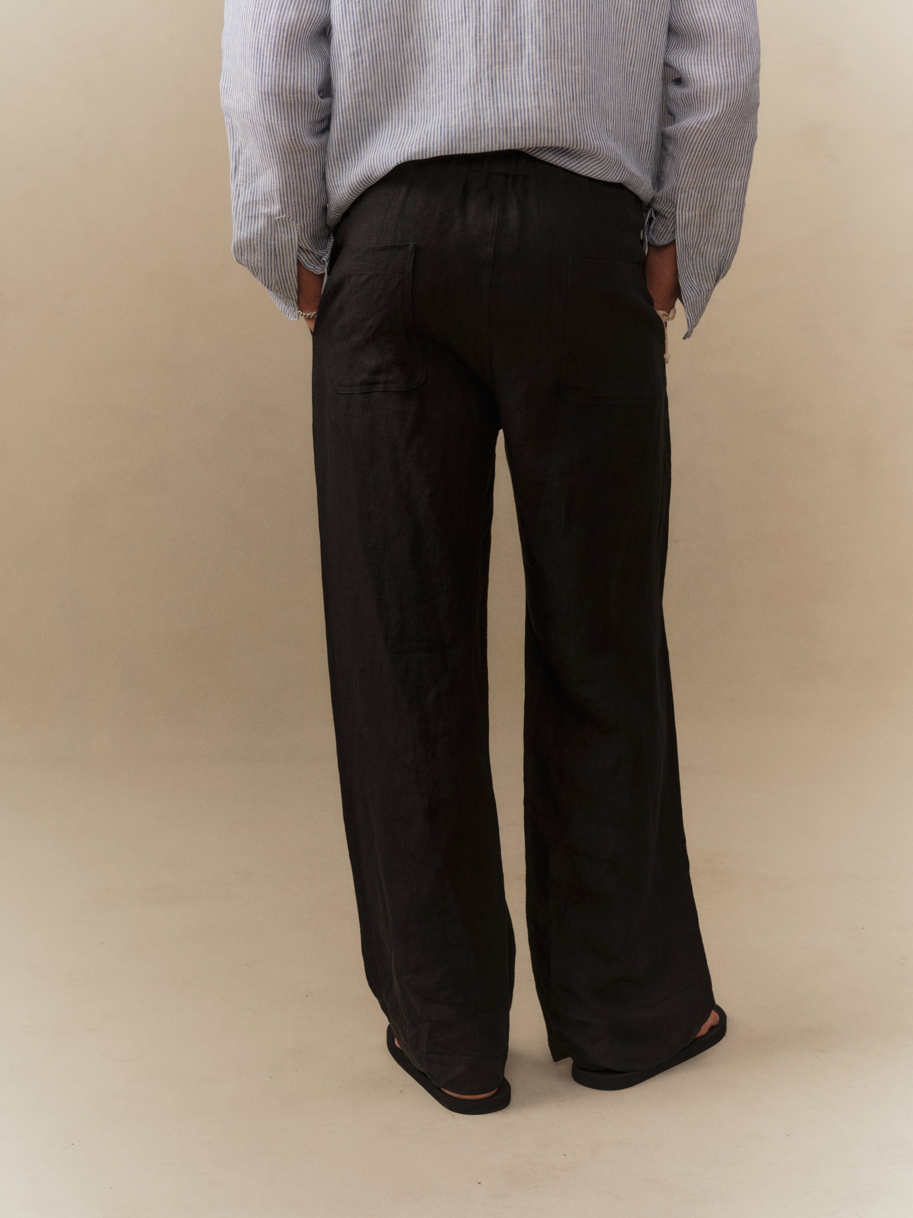 Linen Beach Pants (Black)