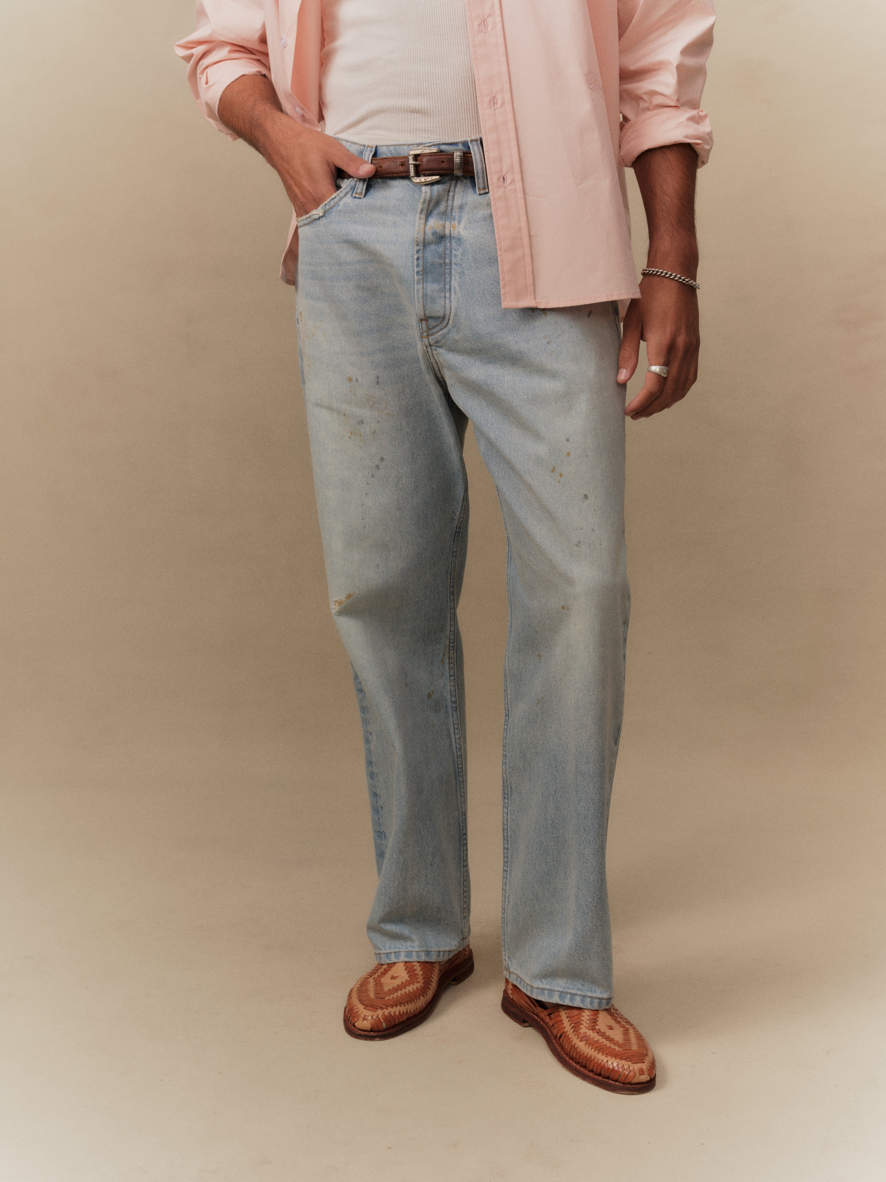 Wide Leg 5 Pocket Jeans (Light Wash)