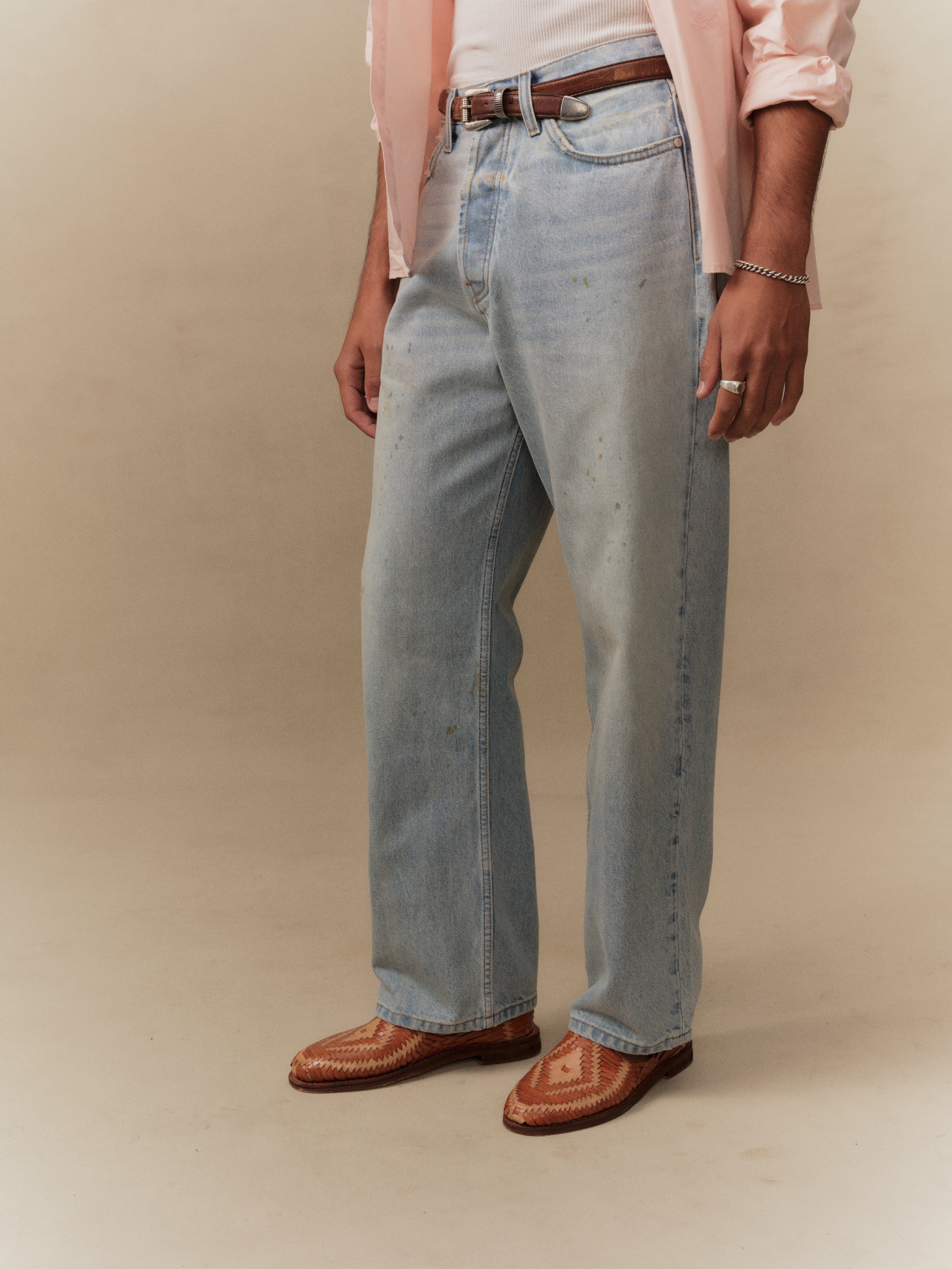 Wide Leg 5 Pocket Jeans (Light Wash)