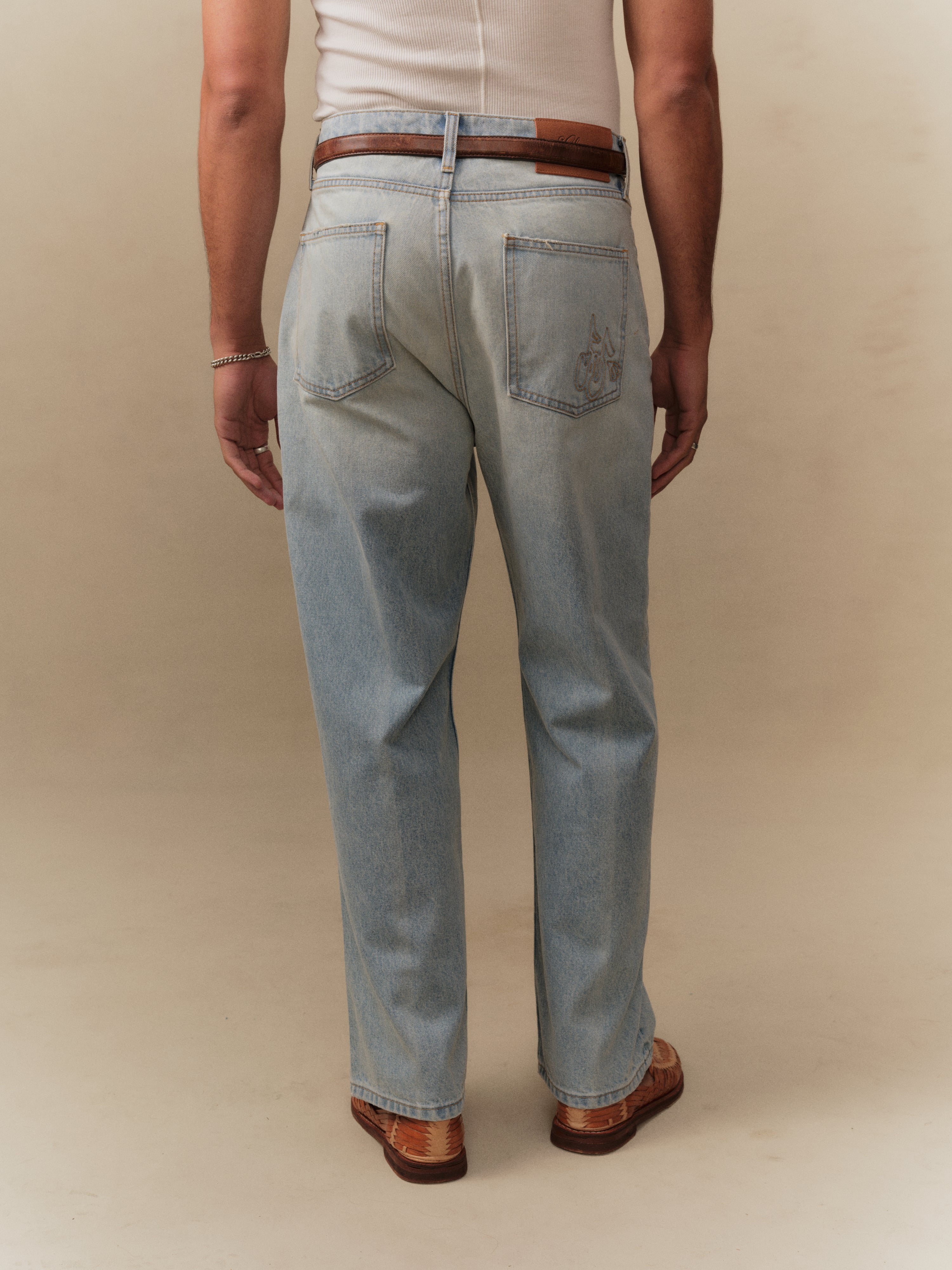 Wide Leg 5 Pocket Jeans (Light Wash)