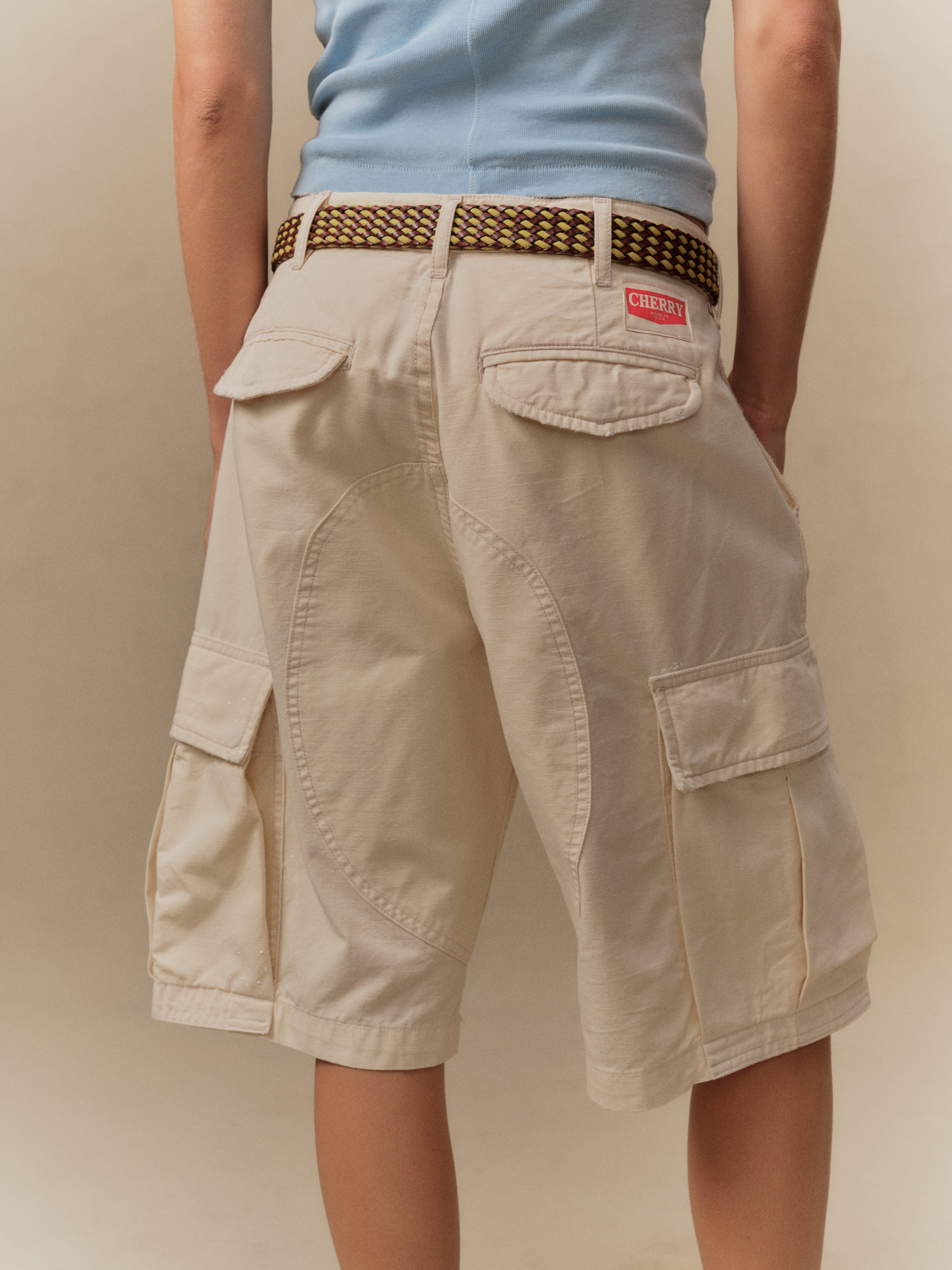 【ななな　】CEDARWOOD CARGO BERMUDA SHORTS Wide Leg Cargo Shorts (Natural) – CHERRY LA