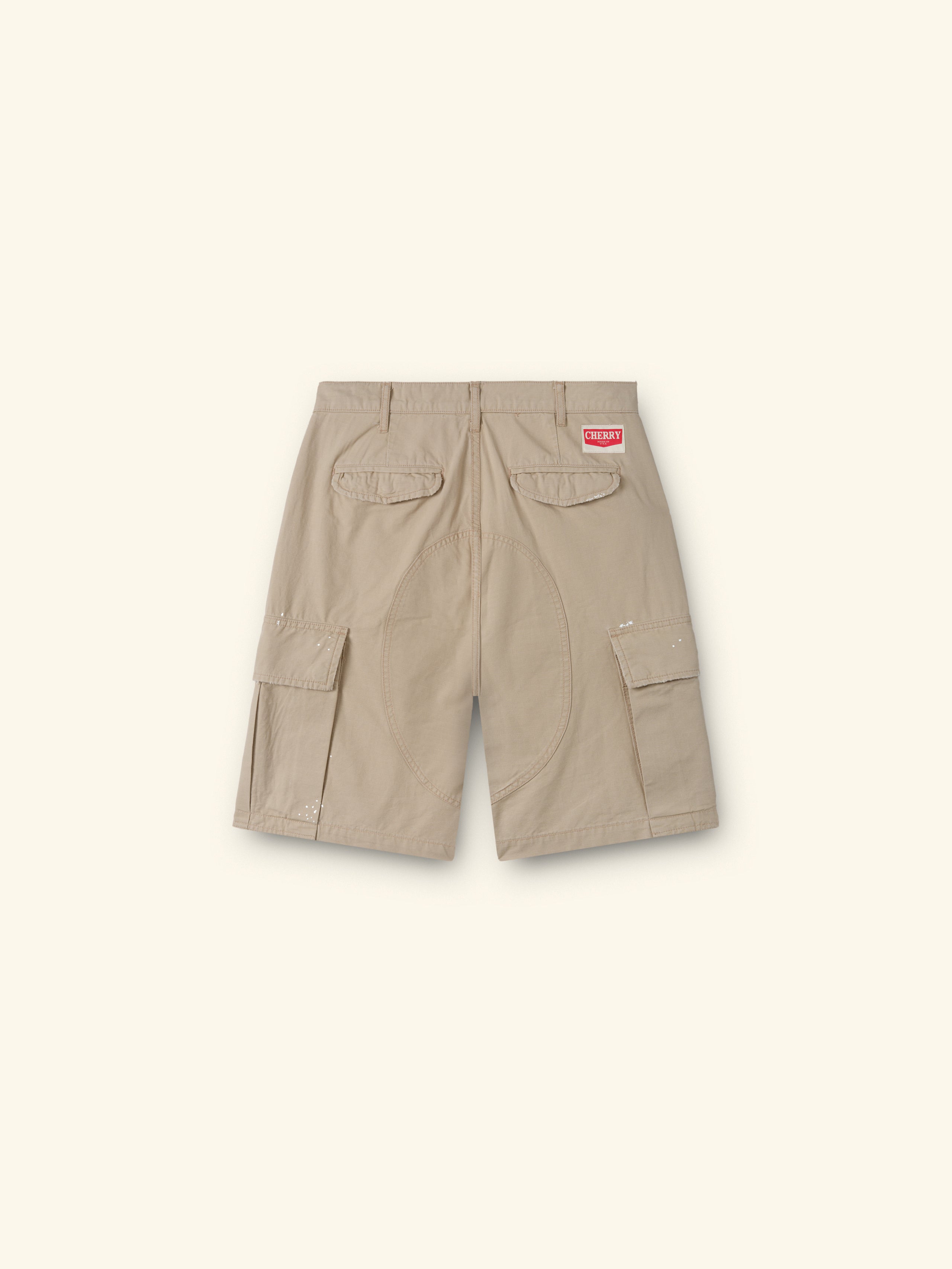 Wide Leg Cargo Shorts (Stone)