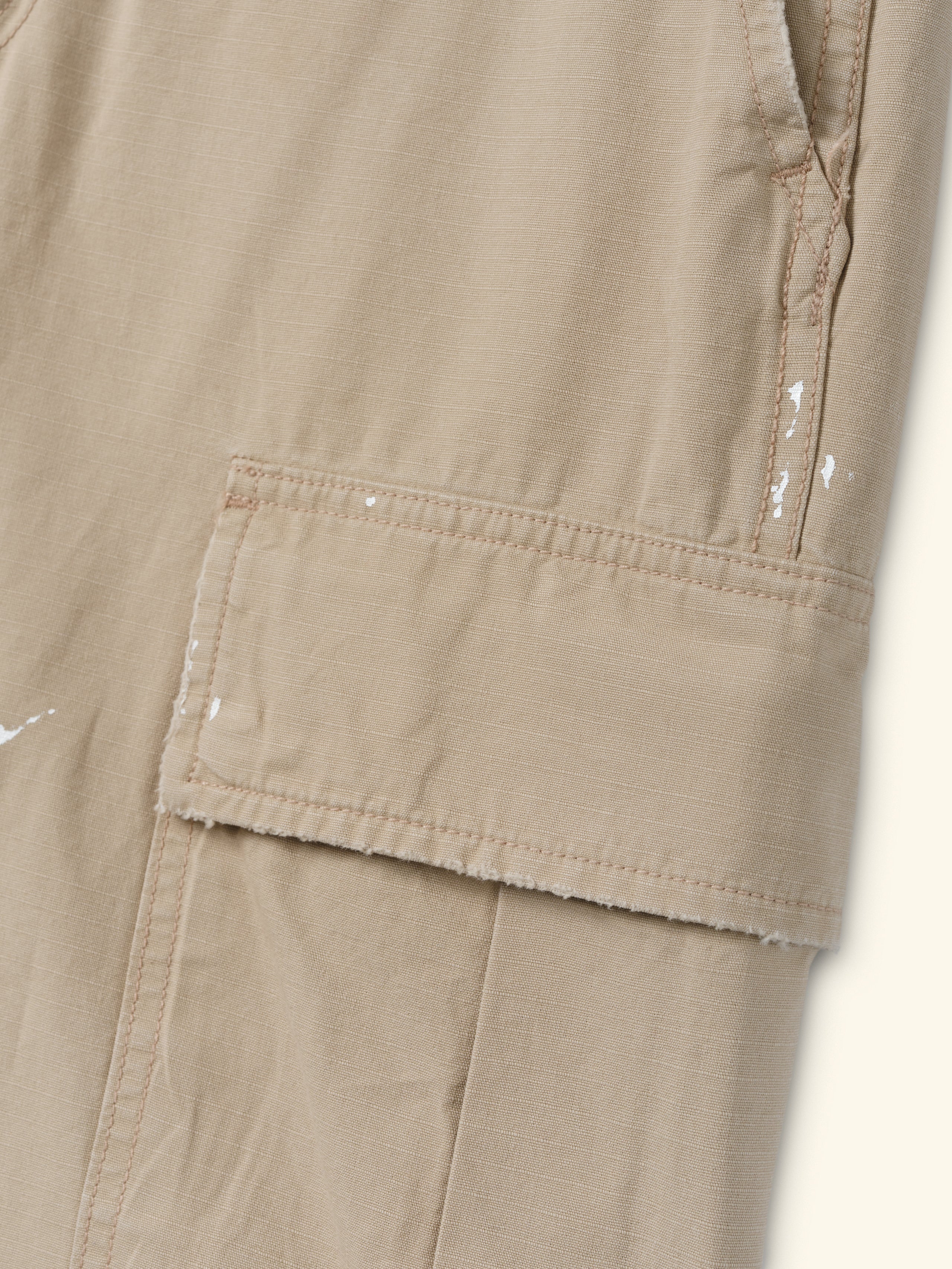 Wide Leg Cargo Shorts (Stone)