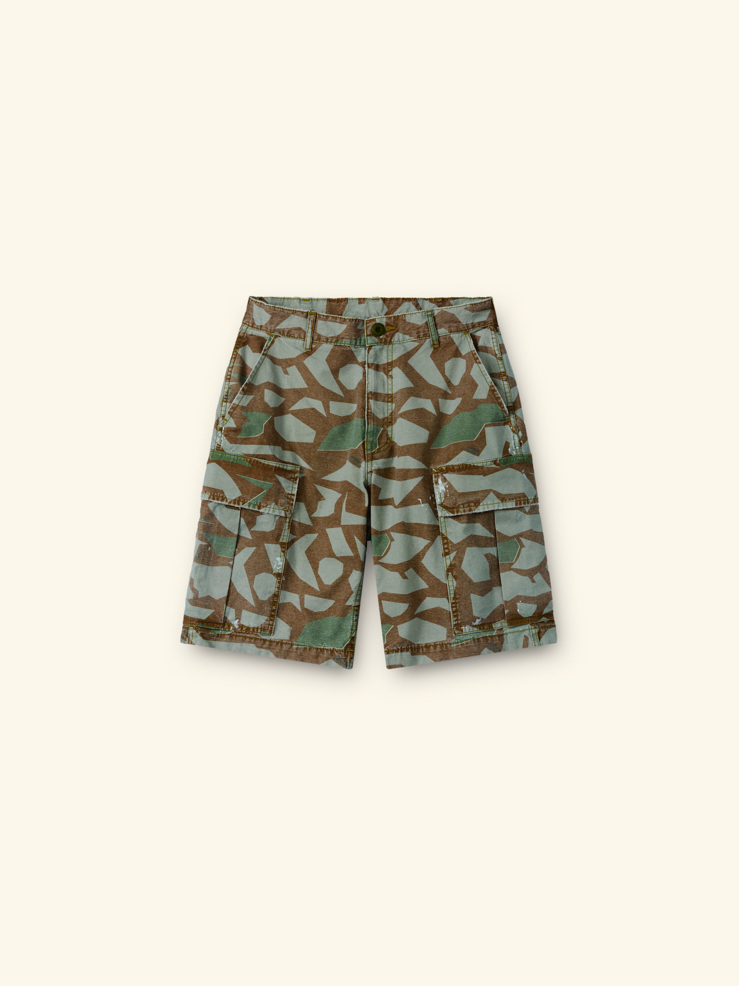 Wide Leg Cargo Shorts (Broken Glass)