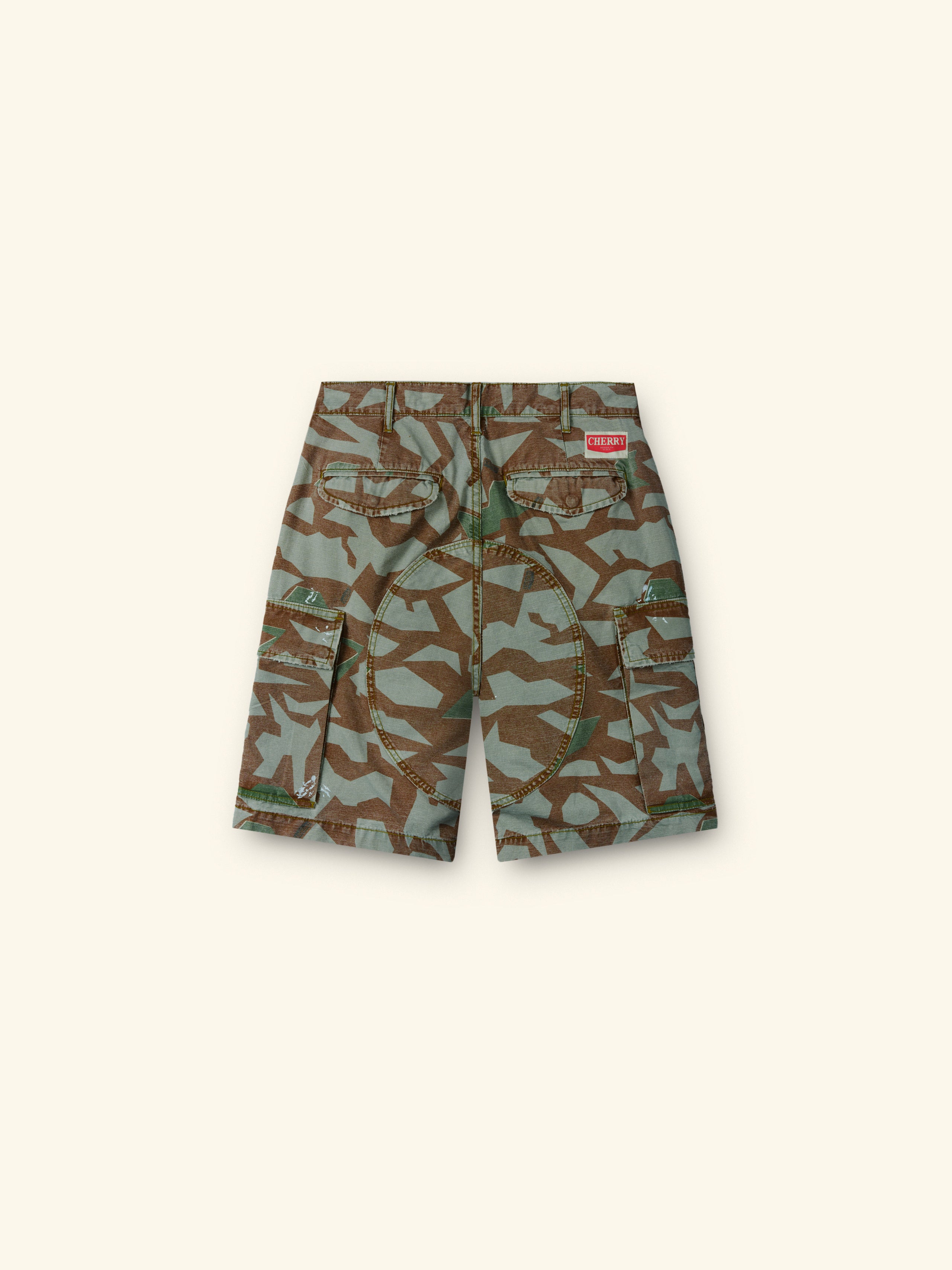 Wide Leg Cargo Shorts (Broken Glass)