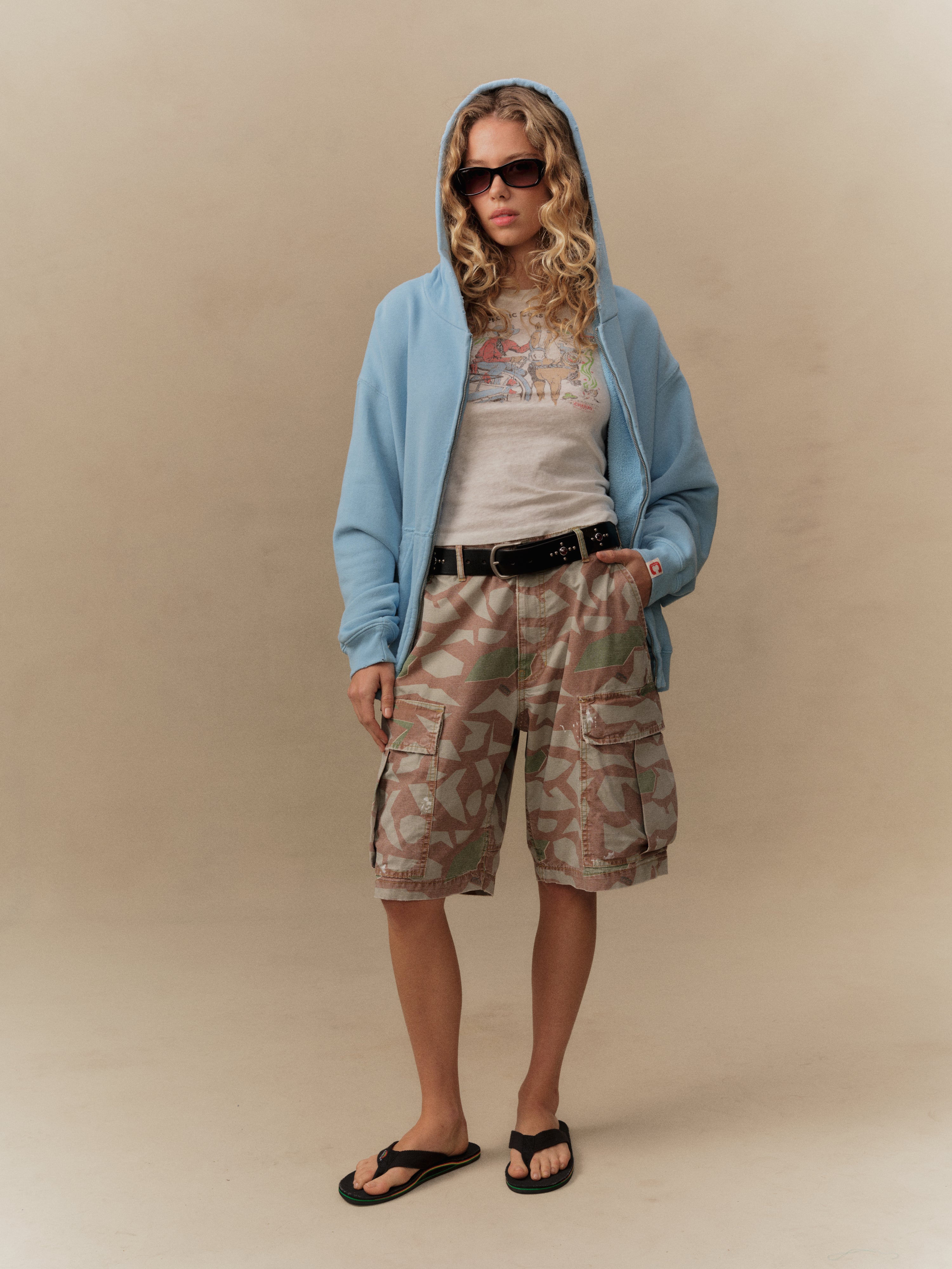 Wide Leg Cargo Shorts (Broken Glass)