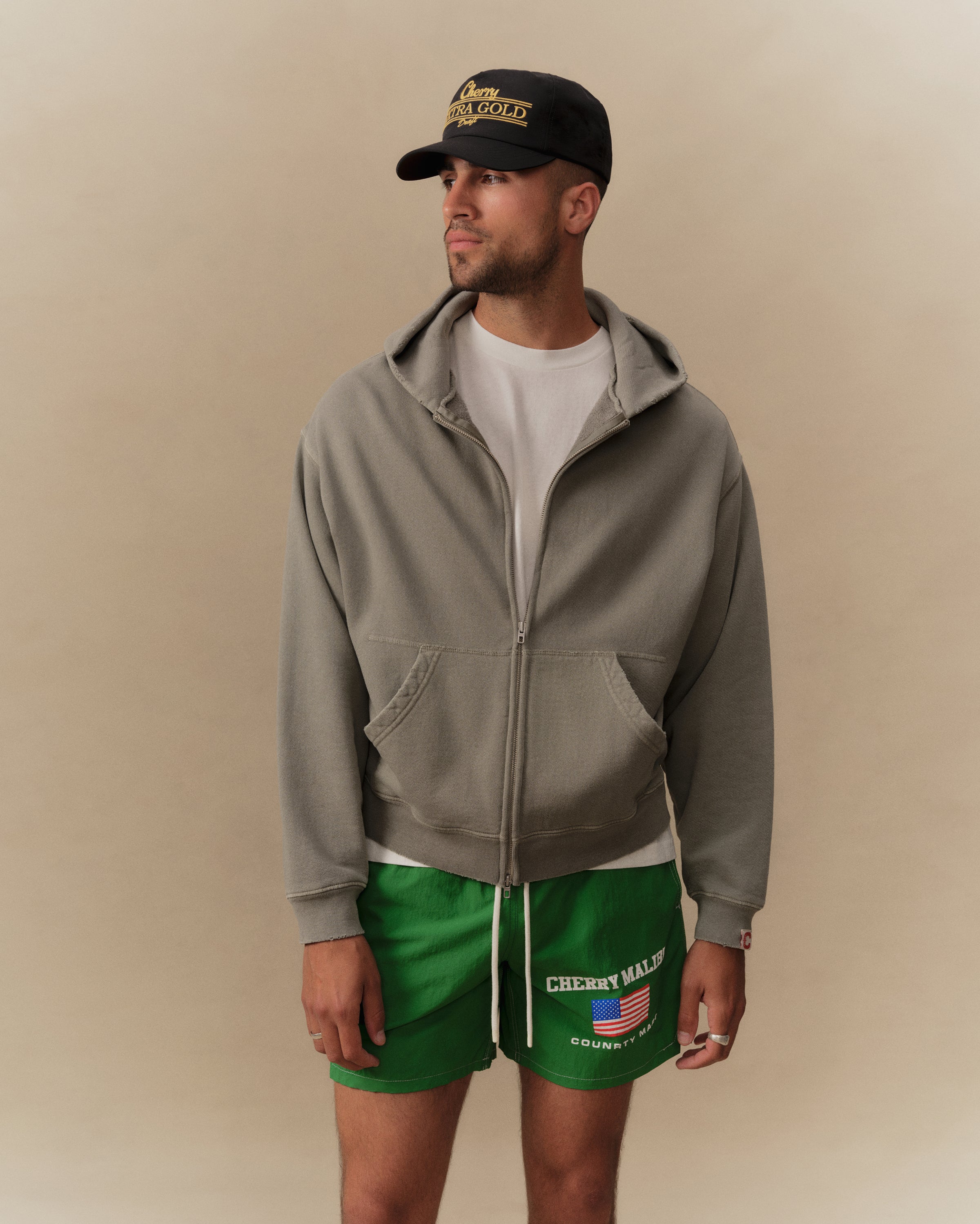 Distressed Zip Up Hoodie (Smoke) – CHERRY LA
