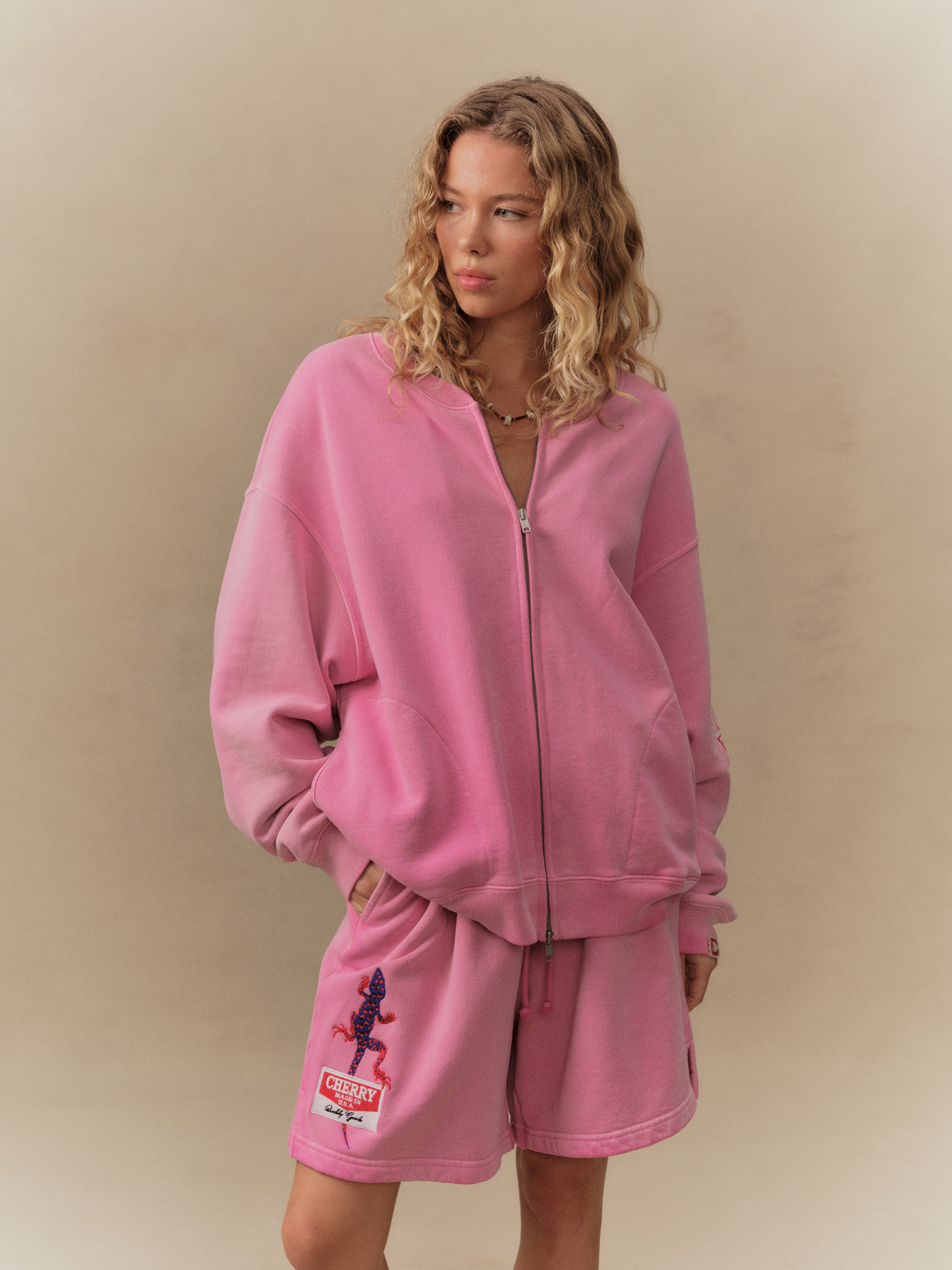 Gecko Zip Up Crew (Fuchsia) – CHERRY LA