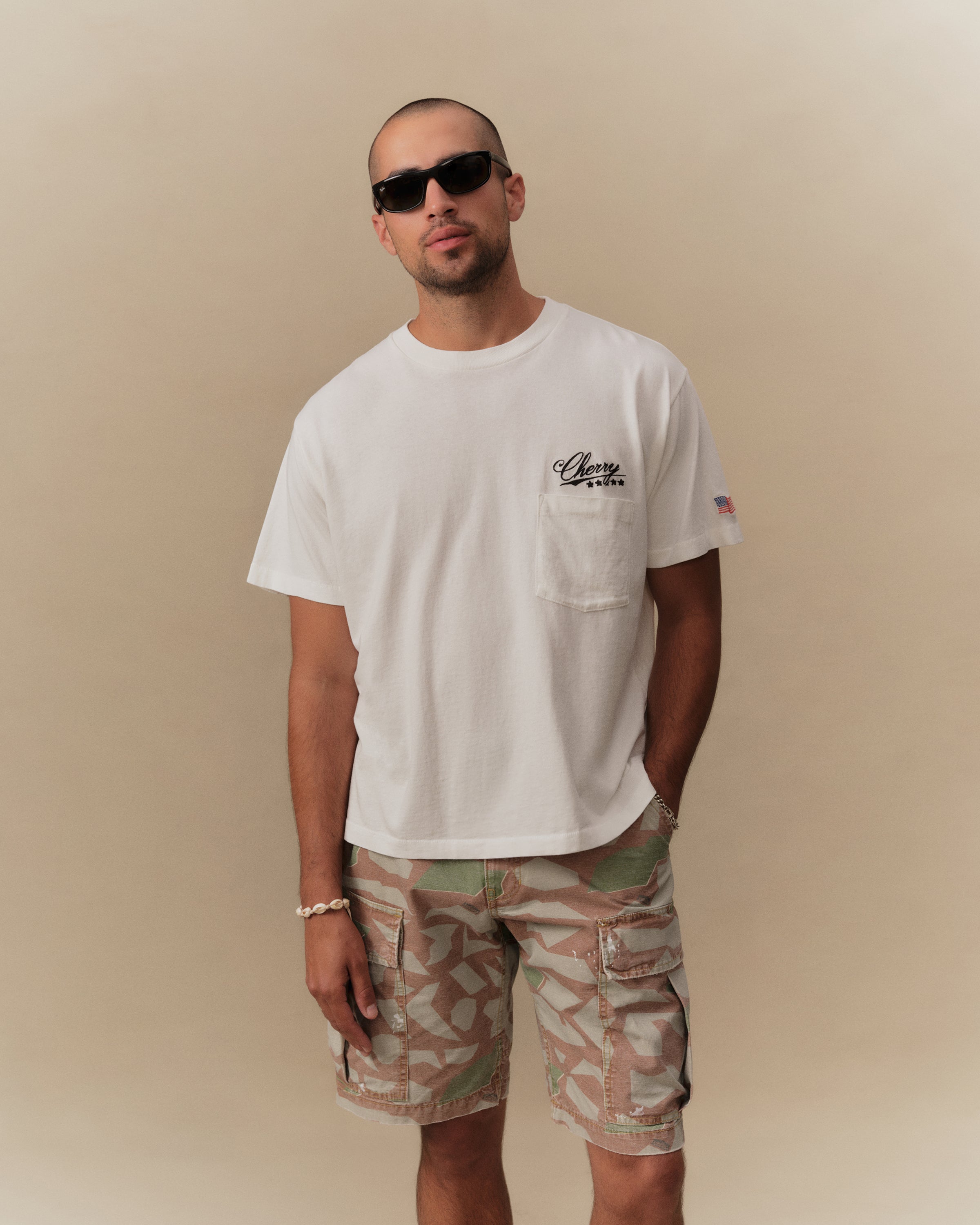 5 Star Boxy Pocket T-Shirt (Vintage White)