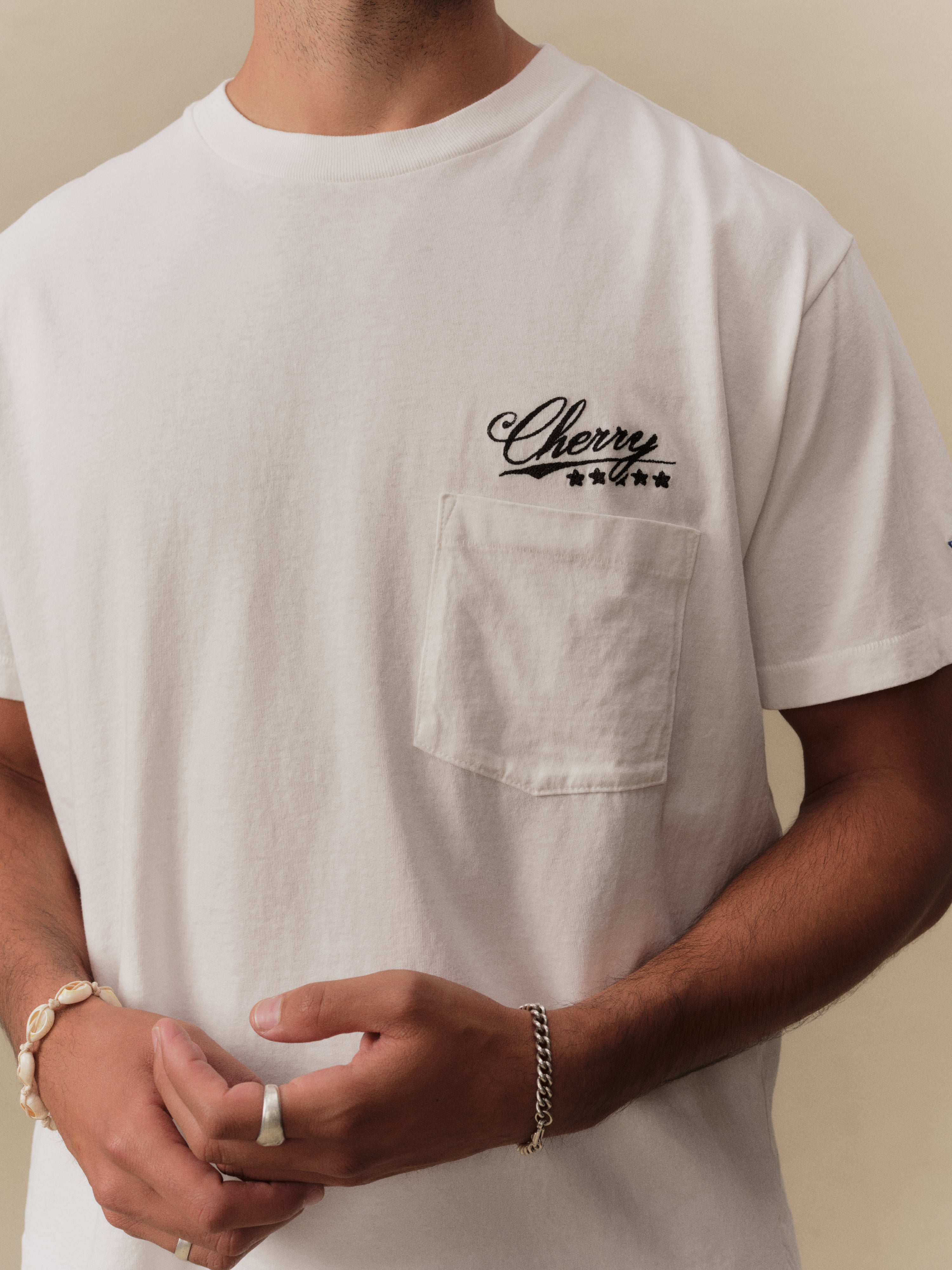 5 Star Boxy Pocket T-Shirt (Vintage White)