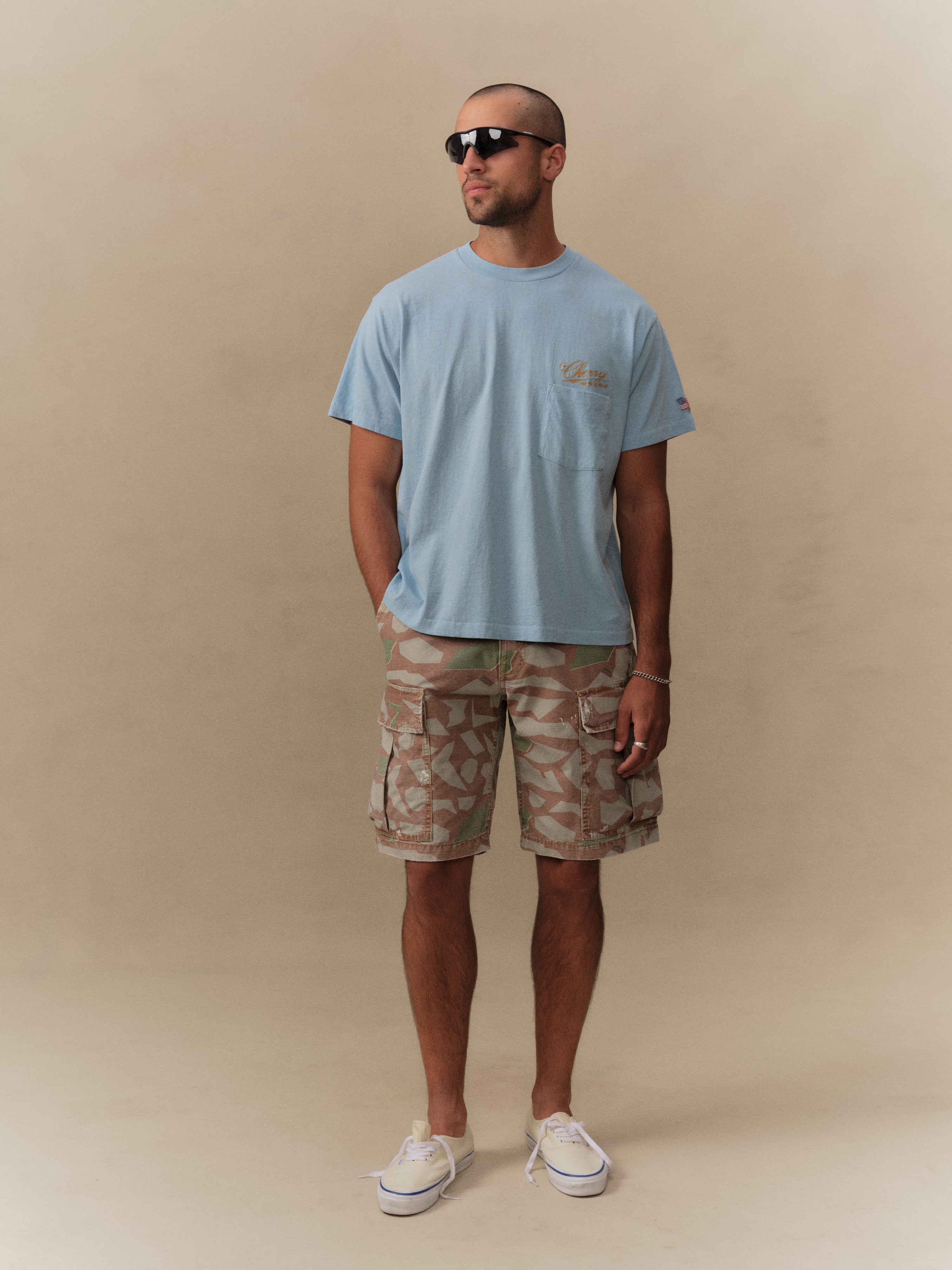 Wide Leg Cargo Shorts (Broken Glass)