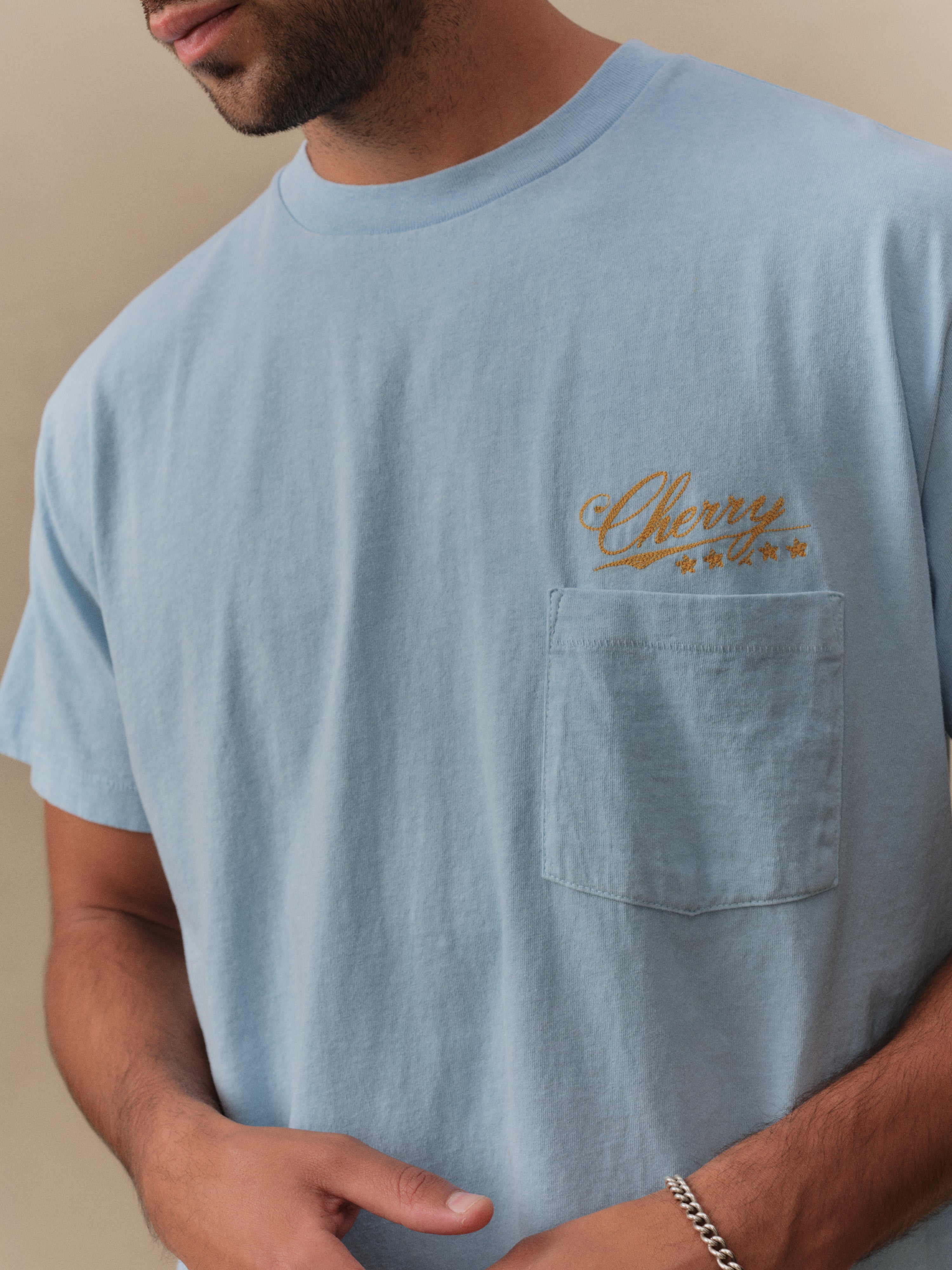 5 Star Boxy Pocket T-Shirt (Sky Blue)