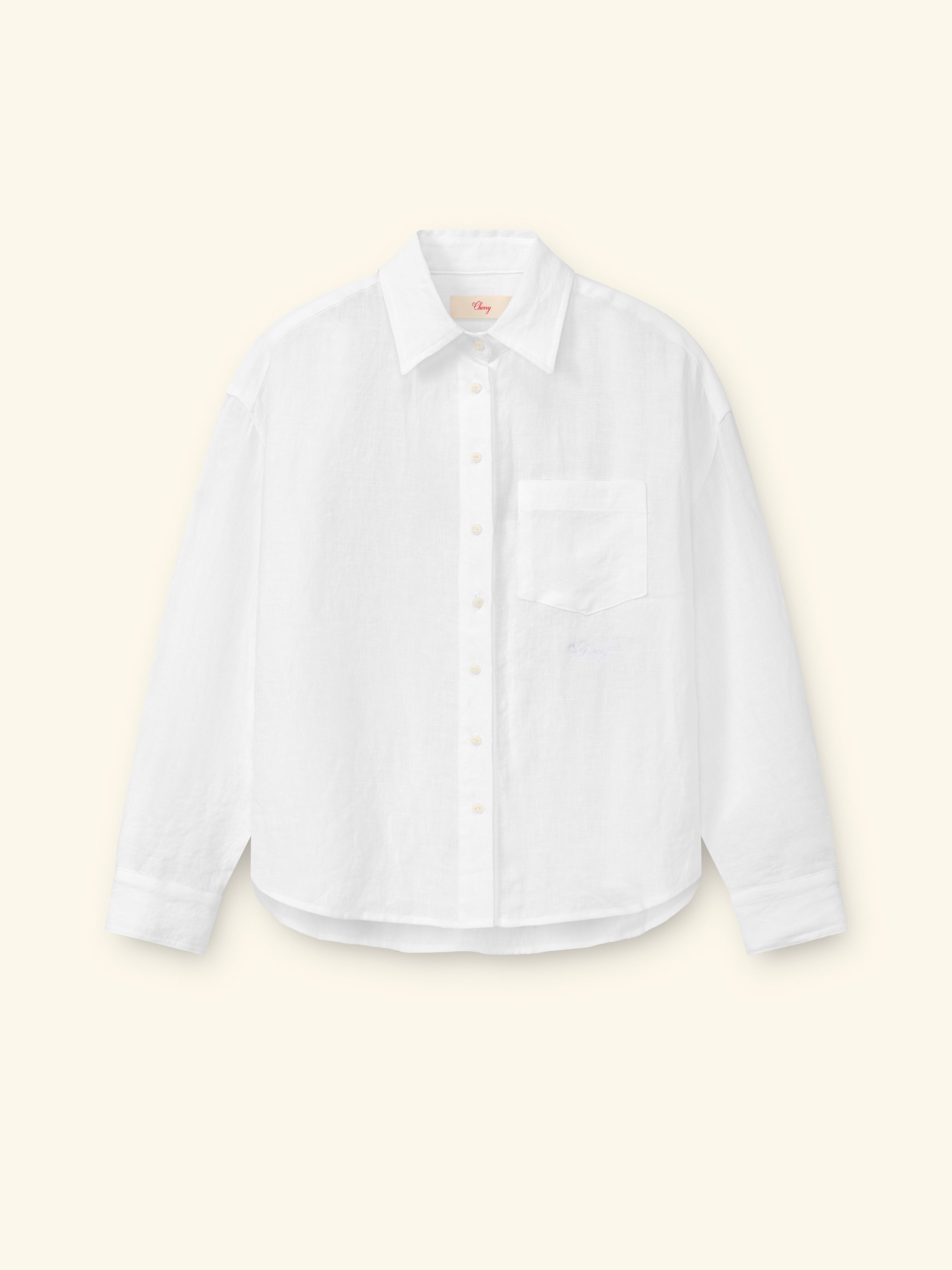 Women's Boxy Linen Button Up (White)