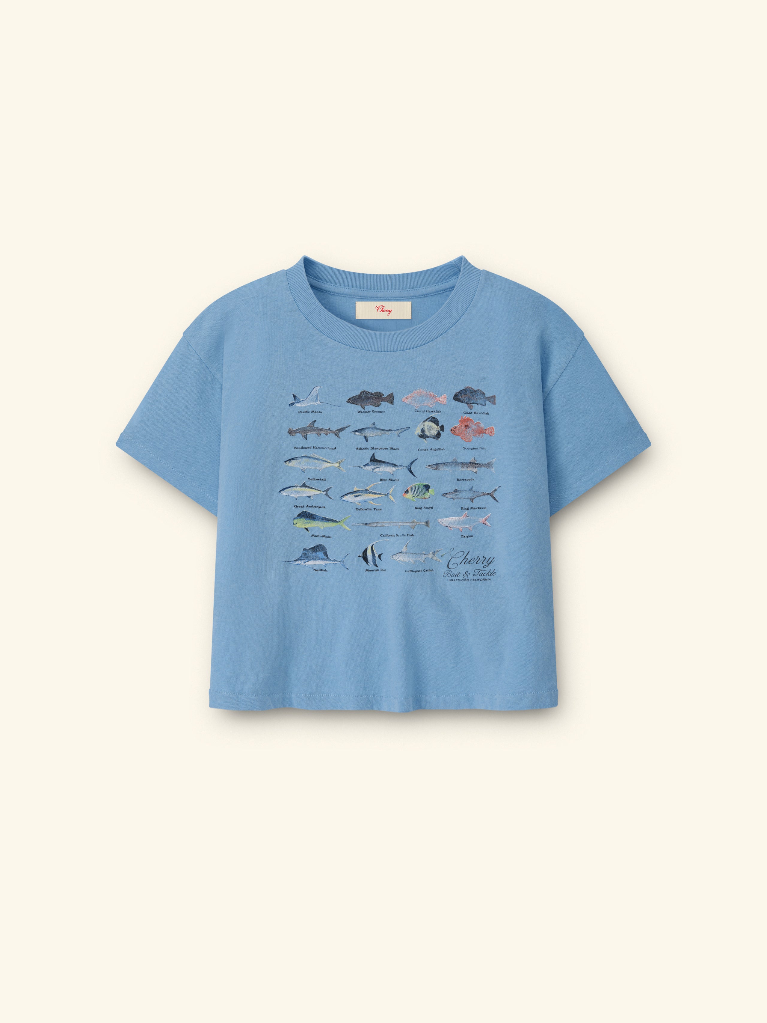 Women's Fish Boxy Tee (Sky Blue)