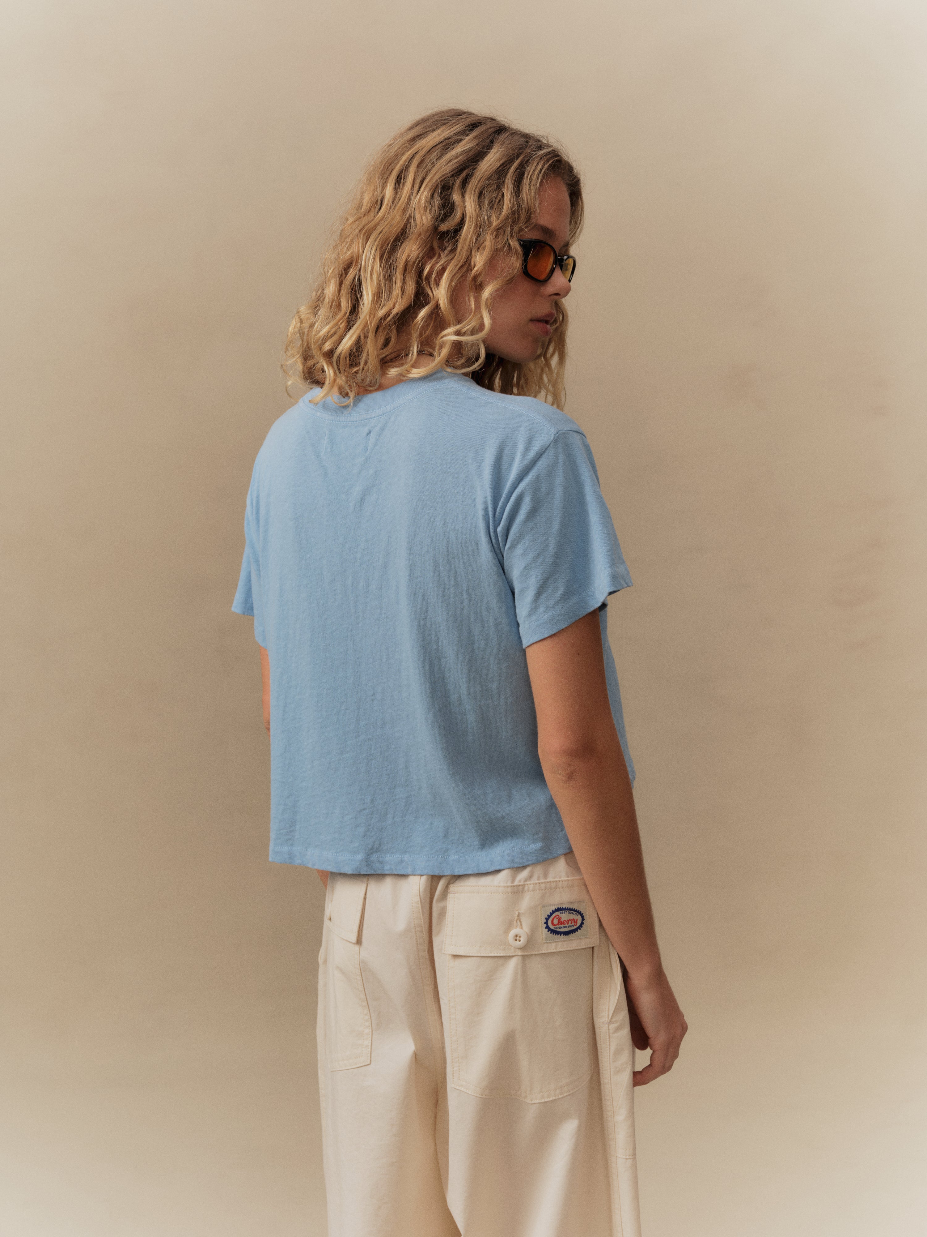Women's Fish Boxy Tee (Sky Blue)